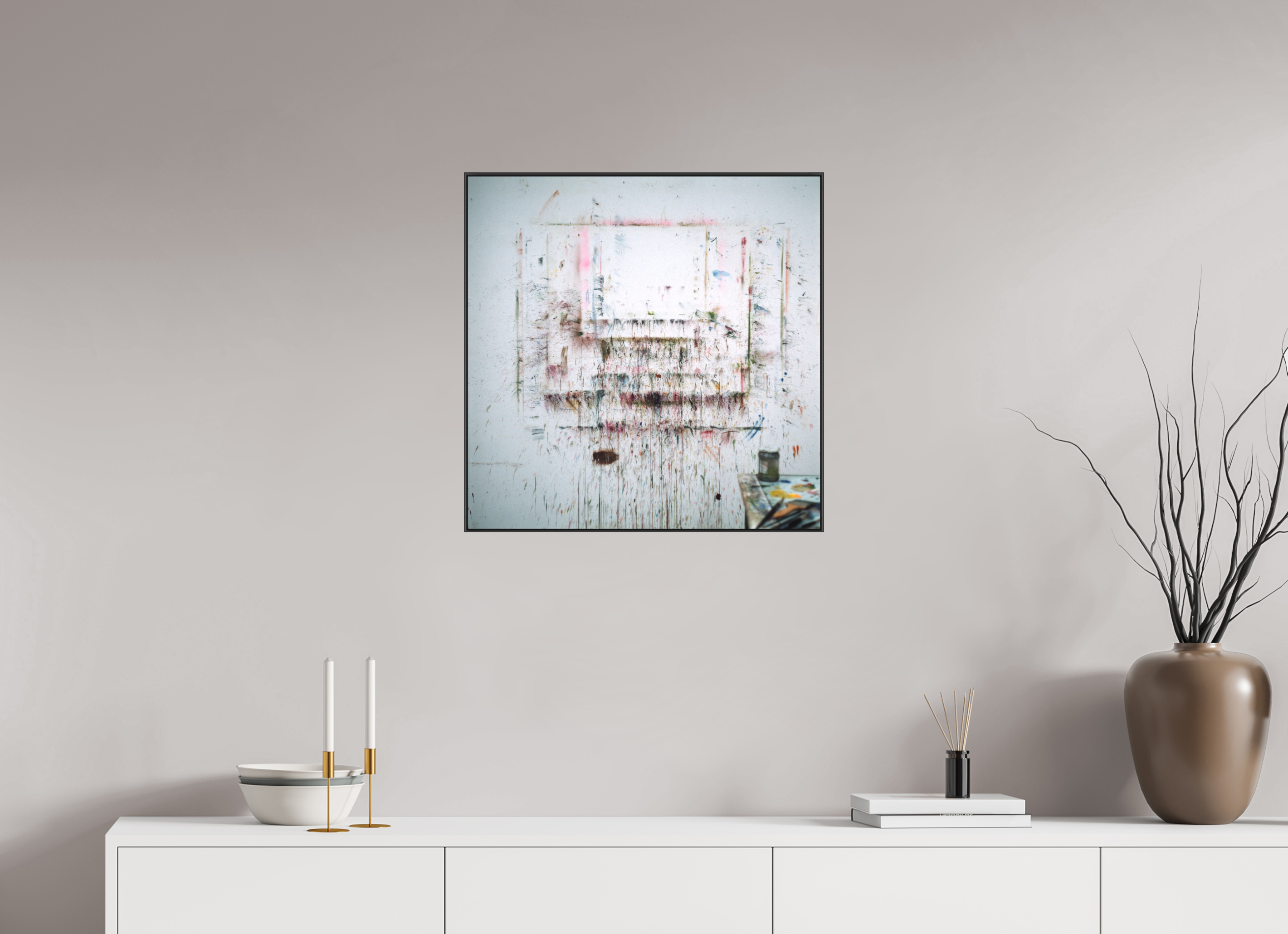 60 x 60 cm, Acrylic matt 2mm - Alu American case 25mm - black A for Art