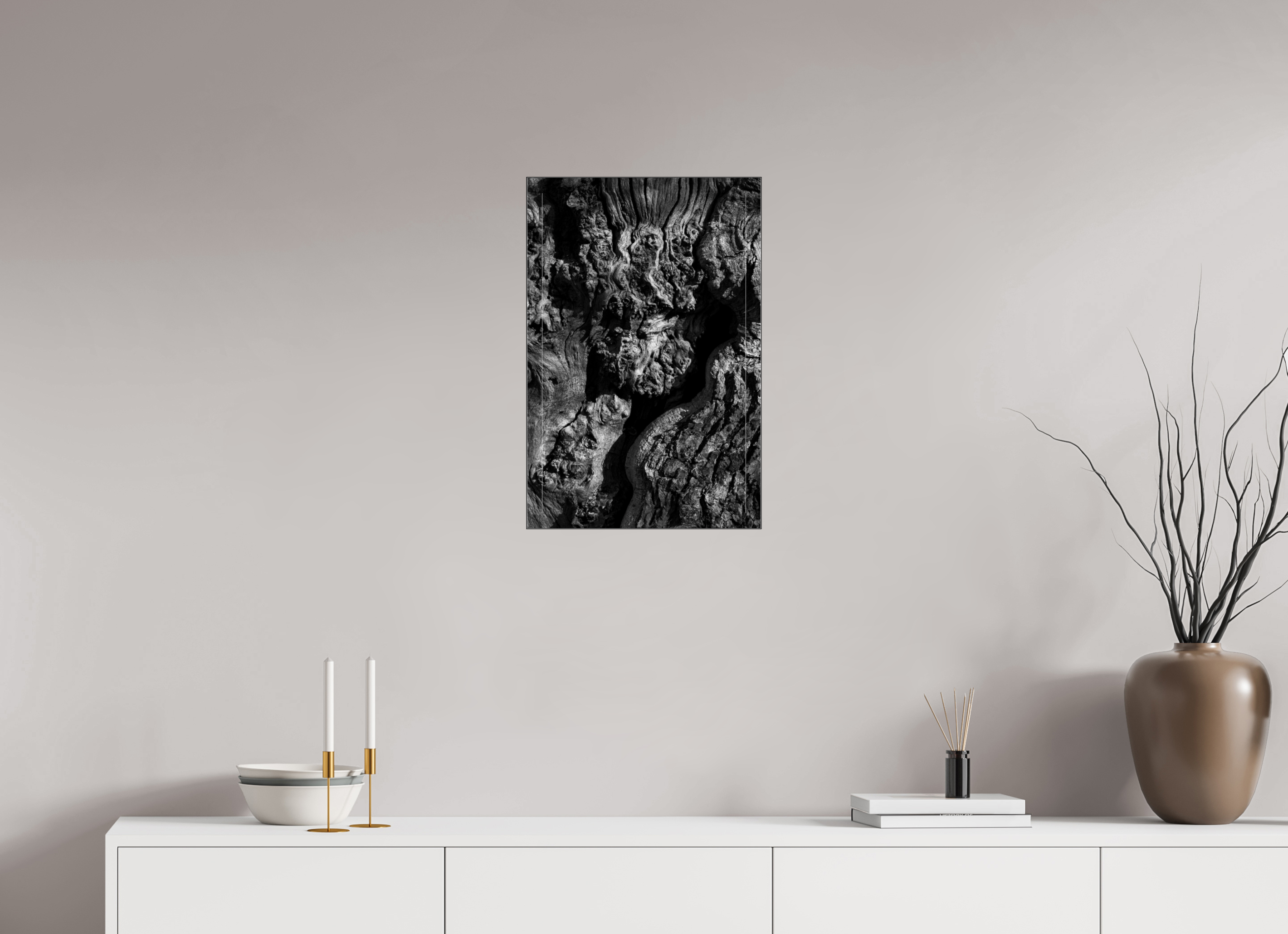 40 x 60 cm, Acrylic glossy 2mm - Alu Slime Frame - black Tree skin