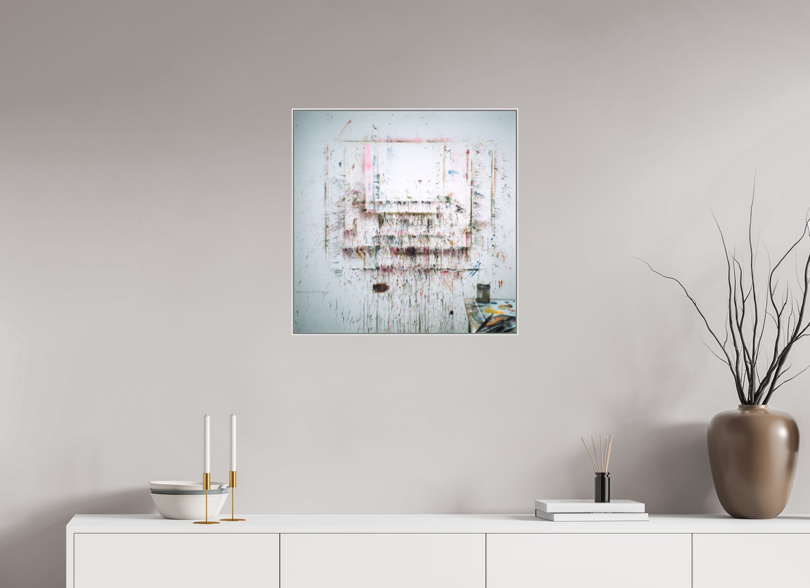 60 x 60 cm, Acrylic matt 2mm - Alu American case 25mm - white A for Art