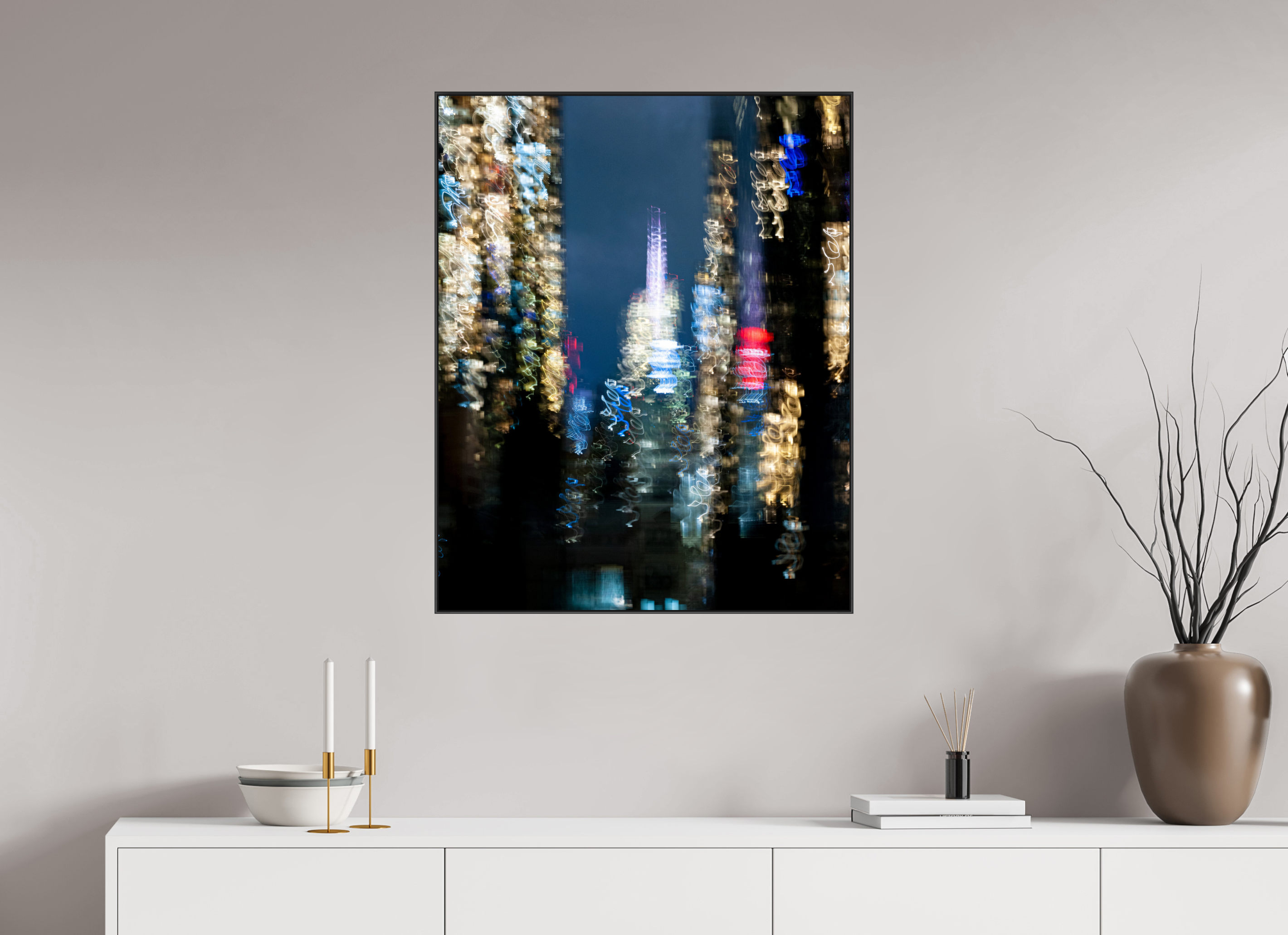 70 x 87,5 cm, Acrylic glossy 2mm - Alu American case 25mm - black NYC by night