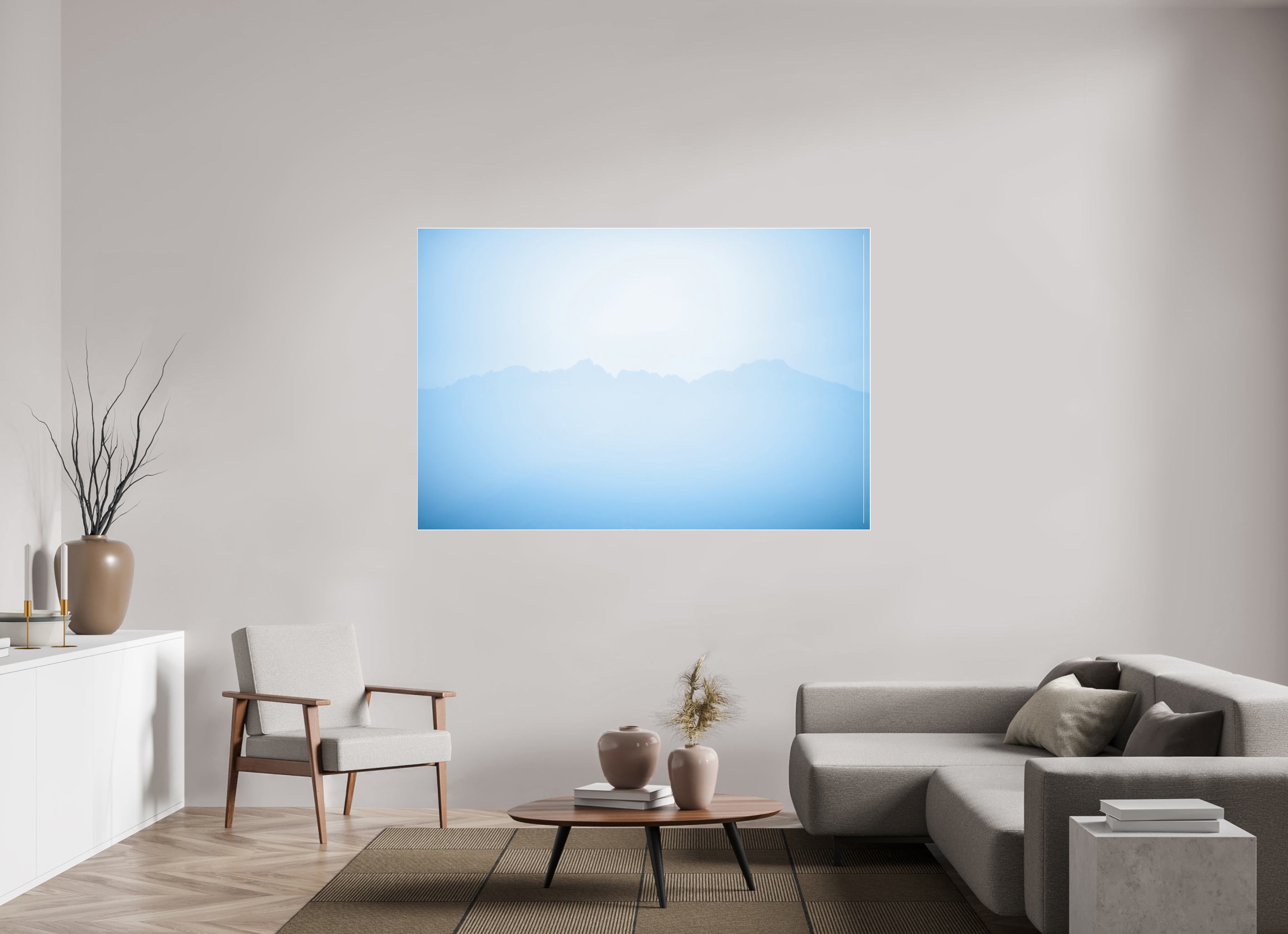 180 x 120 cm, Acrylic matt 2mm - Alu Slime Frame - white Mountains of Como Lac
