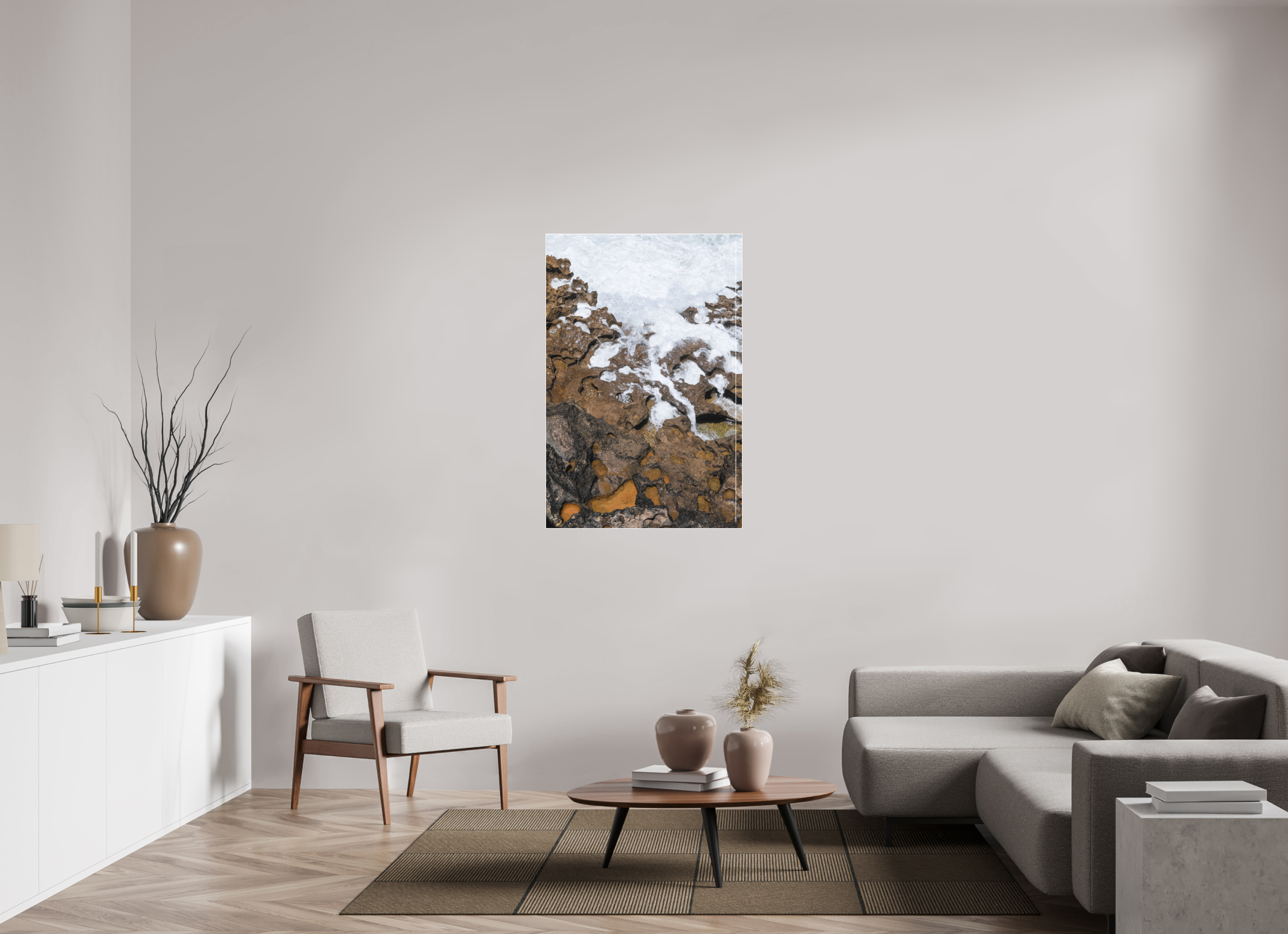 80 x 120 cm, Acrylic matt 2mm - Alu Slime Frame - white Earth & Sea 2