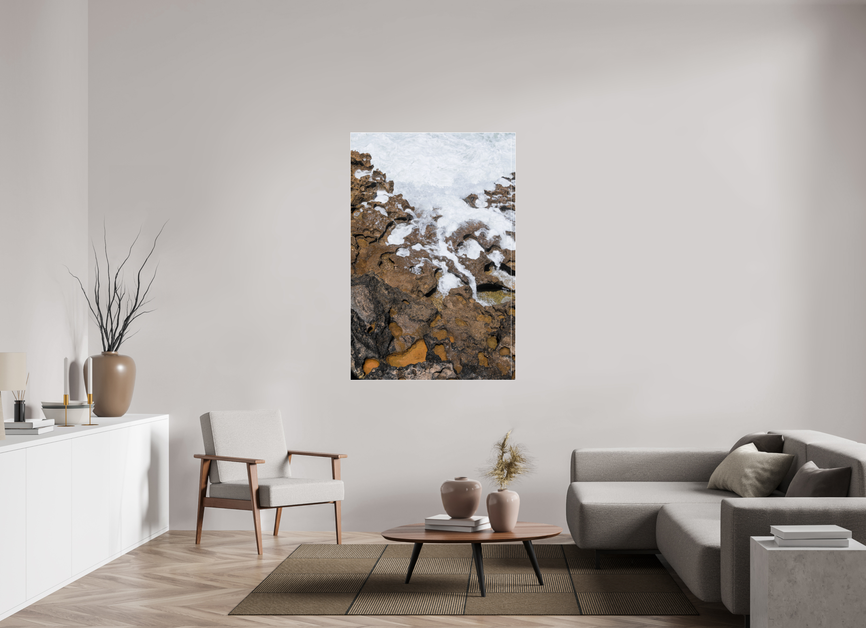 100 x 150 cm, Acrylic glossy 2mm - Alu Slime Frame - white Earth & Sea 2