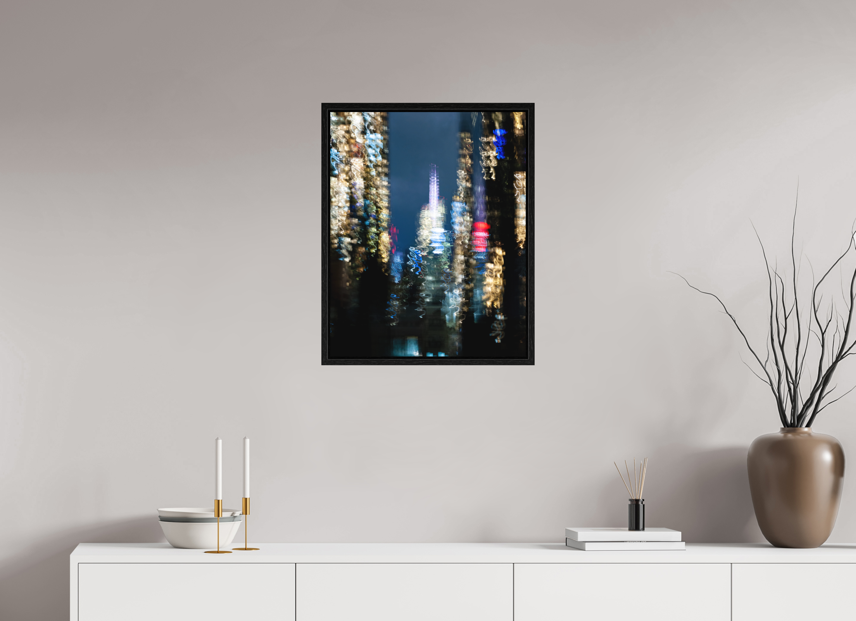 50 x 62,5 cm, Fine Art Print - Infinity Rag Photo 2 - Ame case 15mm - oak black NYC by night
