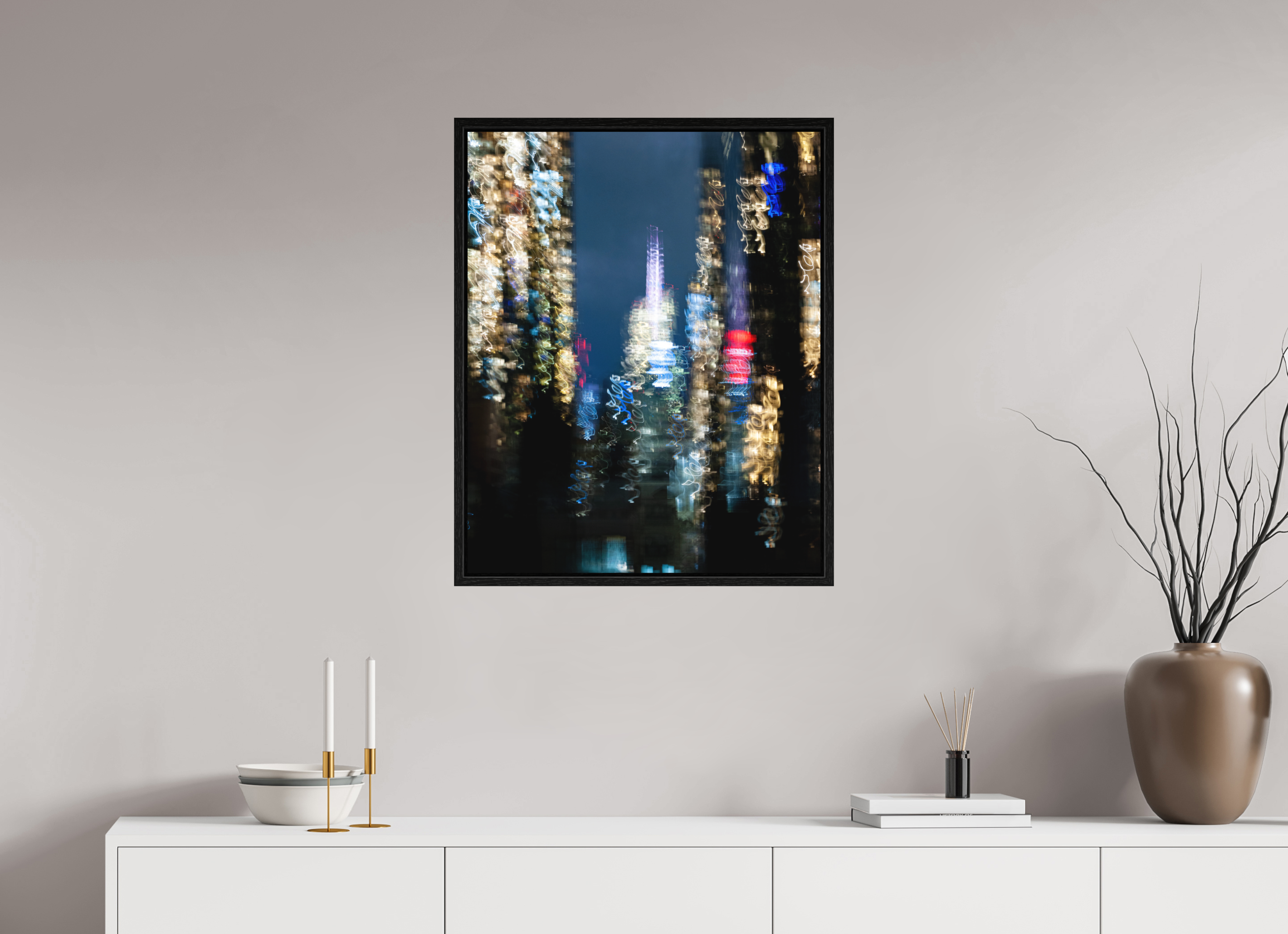 60 x 75 cm, Fine Art Print - Infinity Rag Photo 2 - Ame case 15mm - oak black NYC by night