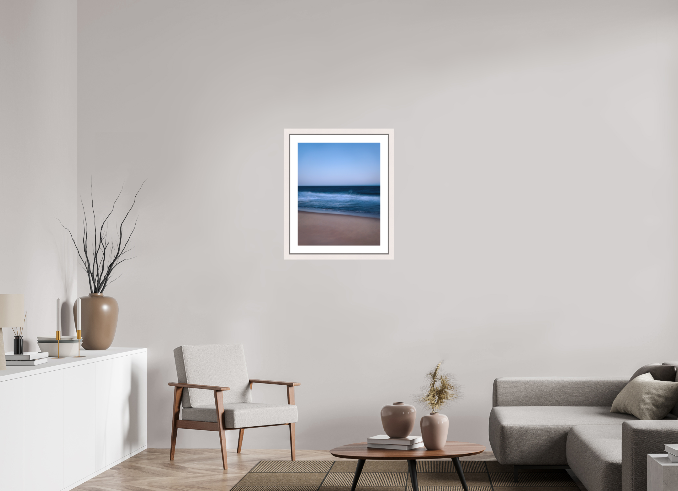 50 x 62,5 cm, Fine Art Print - Infinity Rag Photo 2 - border 5cm- Ame case 31mm - mapple white Long Island Beach