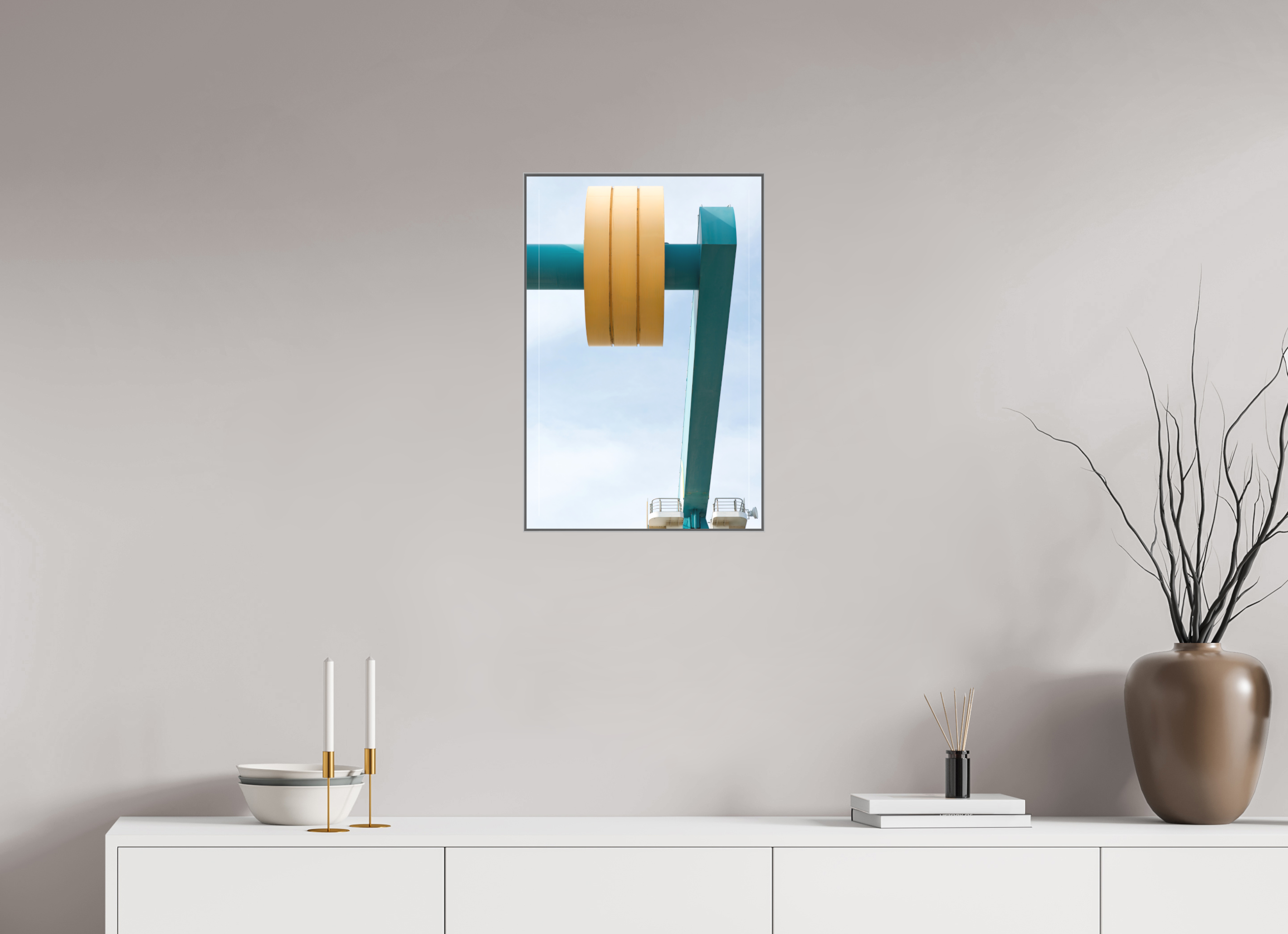 40 x 60 cm, Acrylic matt 2mm - Alu American case 25mm - silver Counterweight