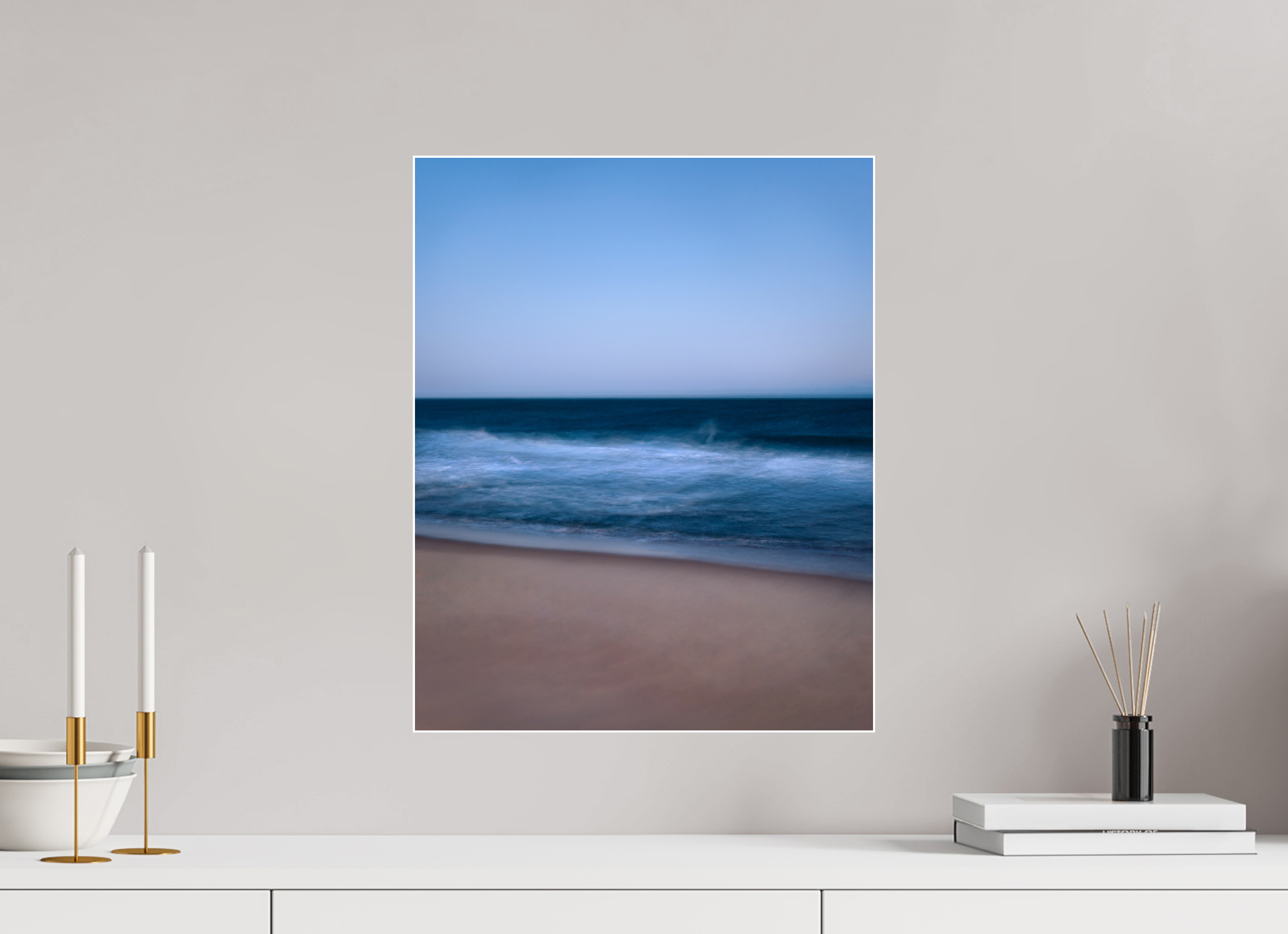 40 x 50 cm, Acrylic glossy 2mm - Alu Slime Frame - white Long Island Beach
