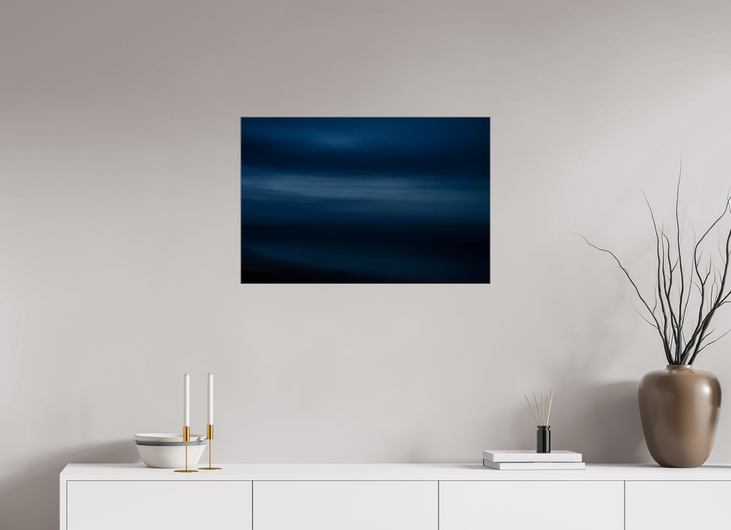 75 x 50 cm, Acrylic glossy 2mm - Alu Slime Frame - black The sea at night