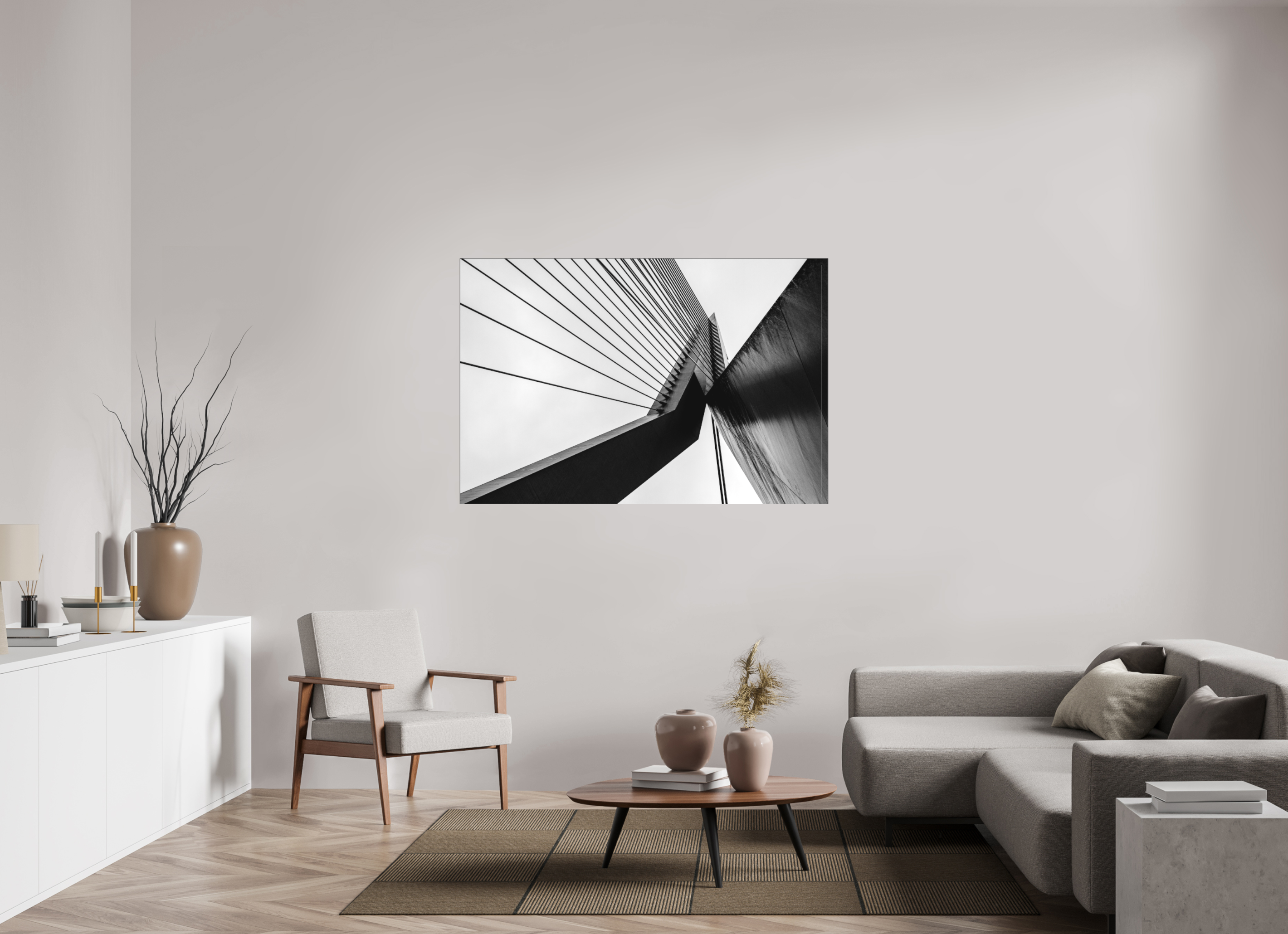 150 x 100 cm, Acrylic matt 2mm - Alu Slime Frame - black Triangle