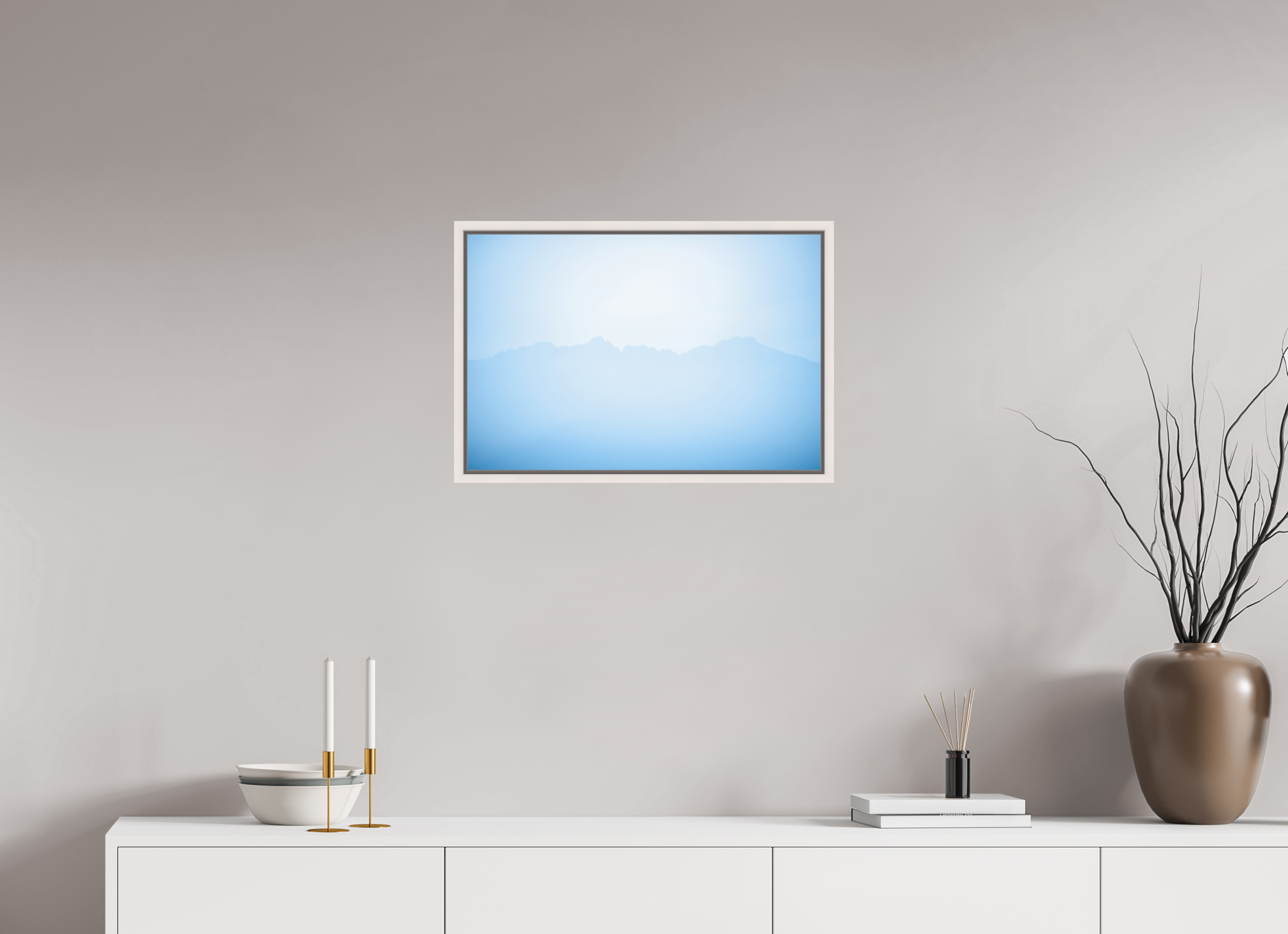 60 x 40 cm, Acrylic matt 2mm - American case 15mm - mapple white Mountains of Como Lac