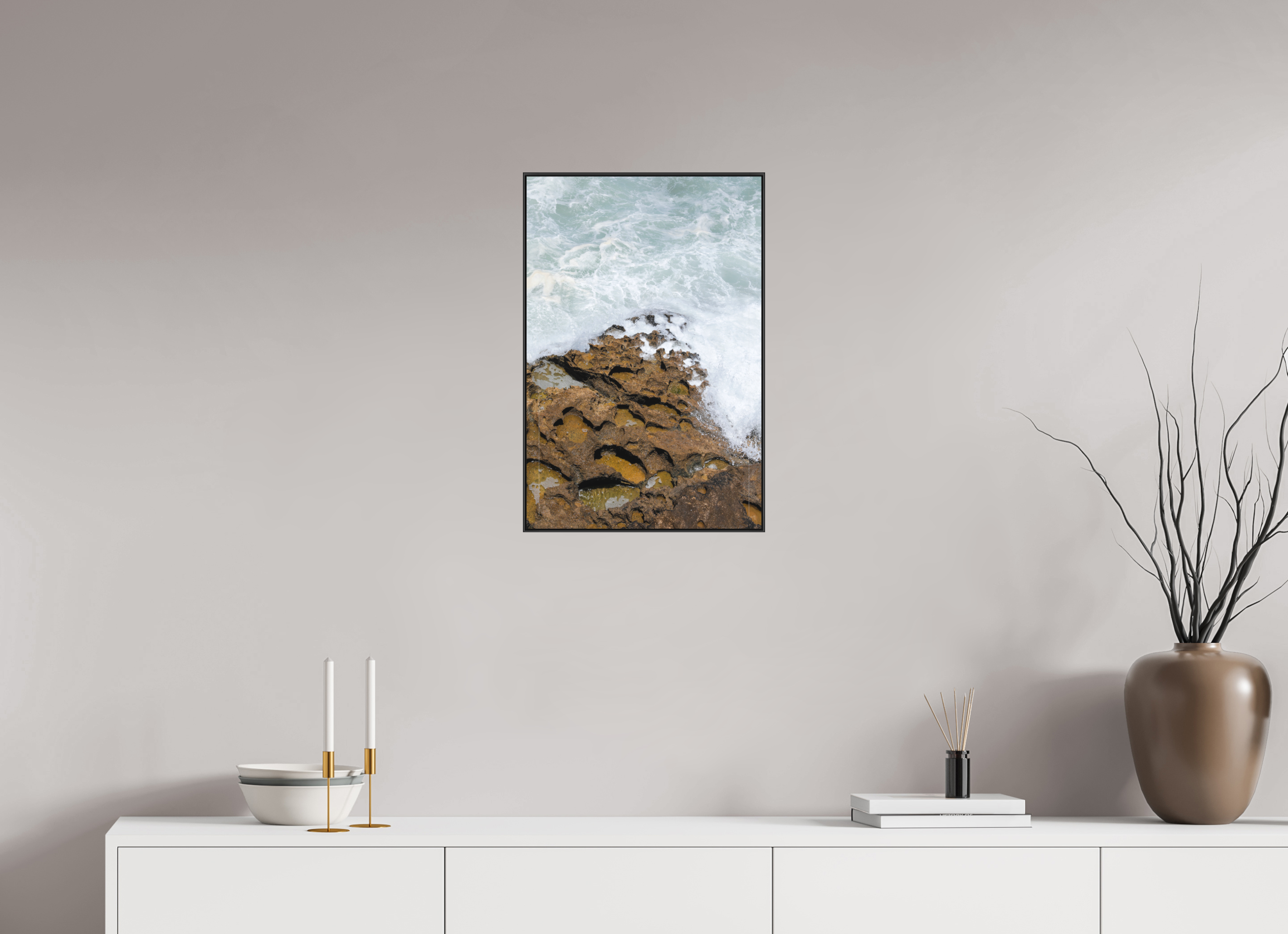 40 x 60 cm, Acrylic matt 2mm - Alu American case 25mm - black Earth & Sea