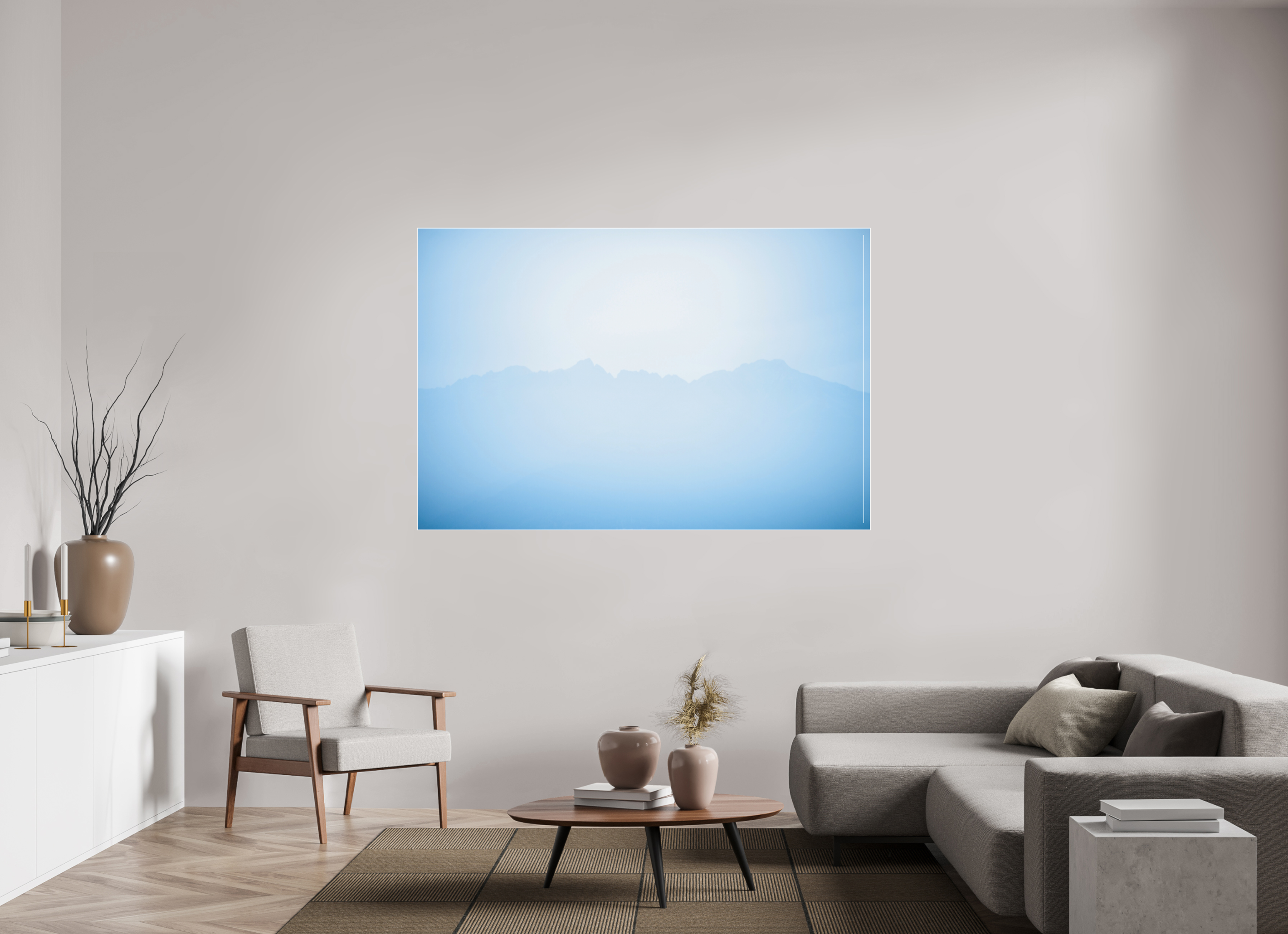 180 x 120 cm, Acrylic glossy 2mm - Alu Slime Frame - white Mountains of Como Lac