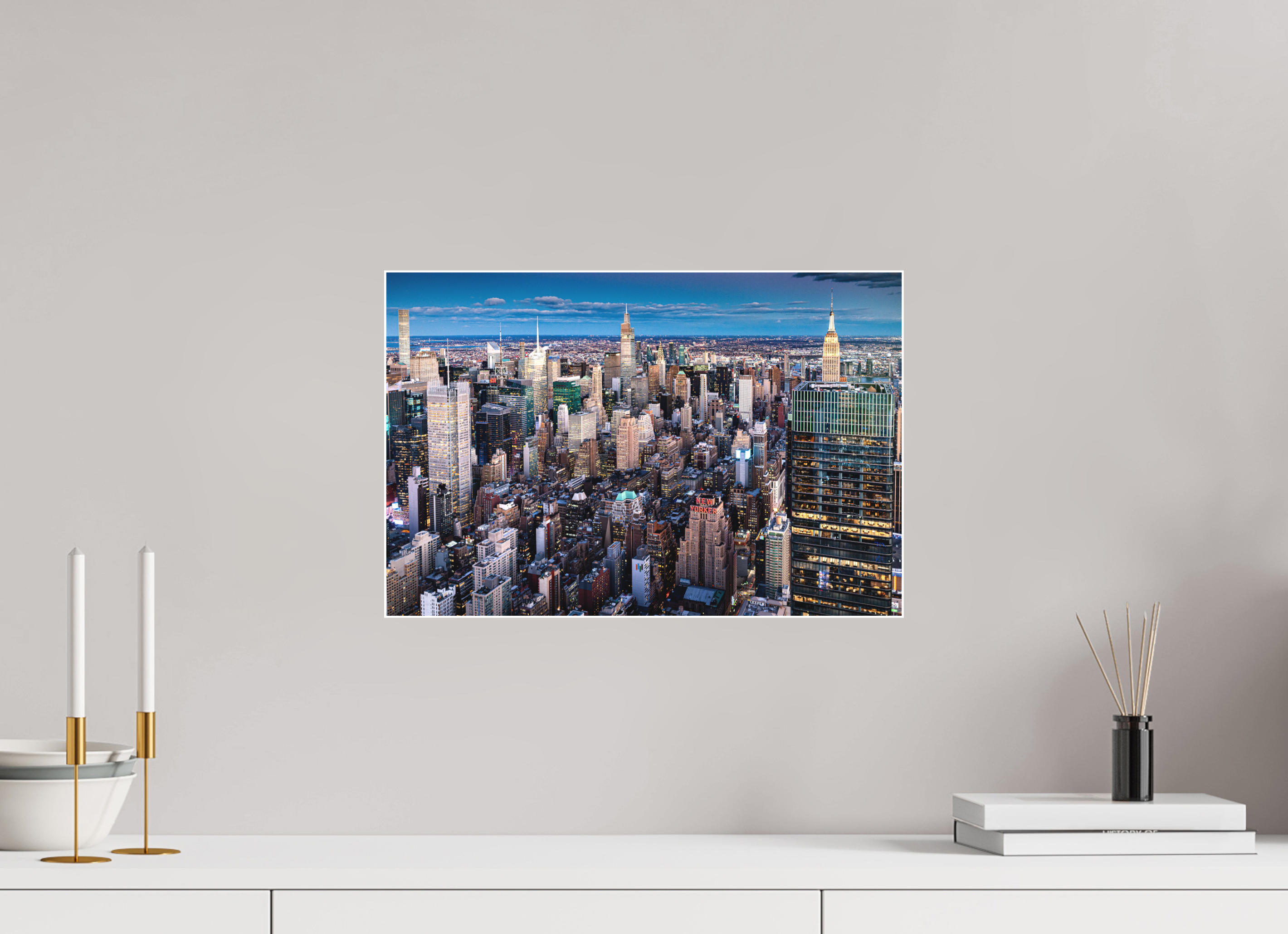 45 x 30 cm, Acrylic matt 2mm - Alu Slime Frame - white NYC by night 2