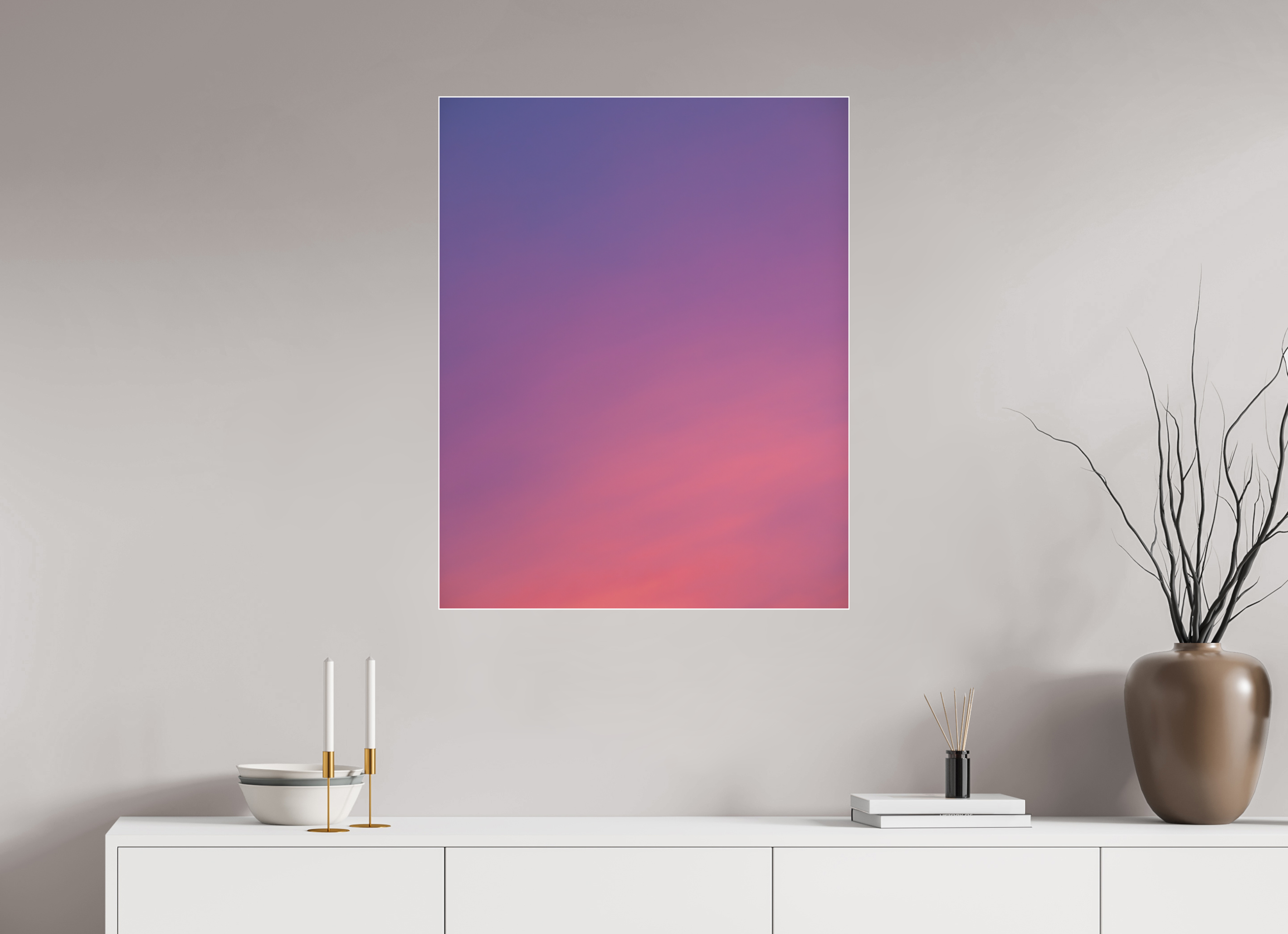 70 x 87,5 cm, Acrylic glossy 2mm - Alu Slime Frame - white Sunset in Hamburg
