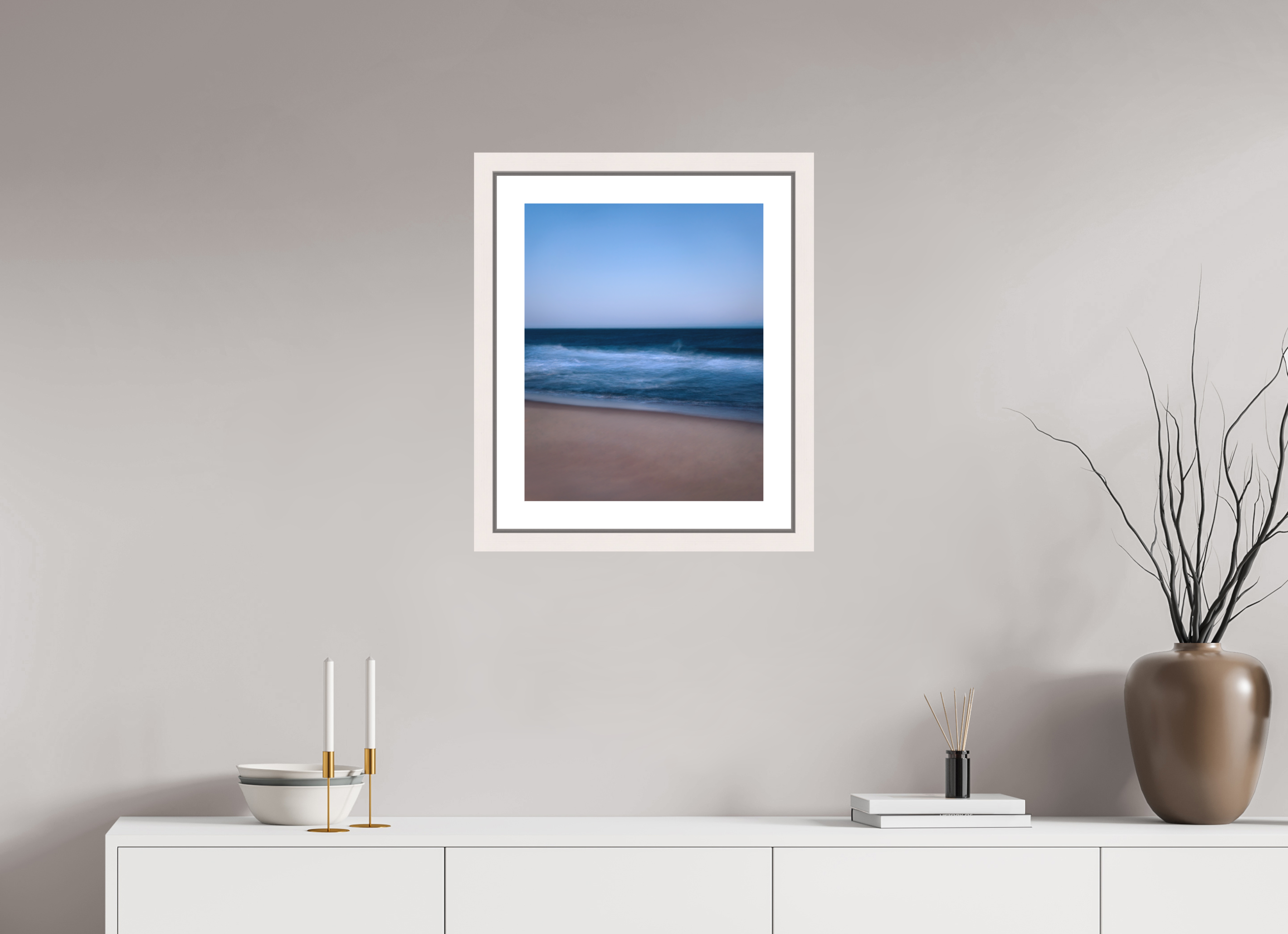 40 x 50 cm, Fine Art Print - Infinity Rag Photo 2 - border 5cm- Ame case 31mm - mapple white Long Island Beach