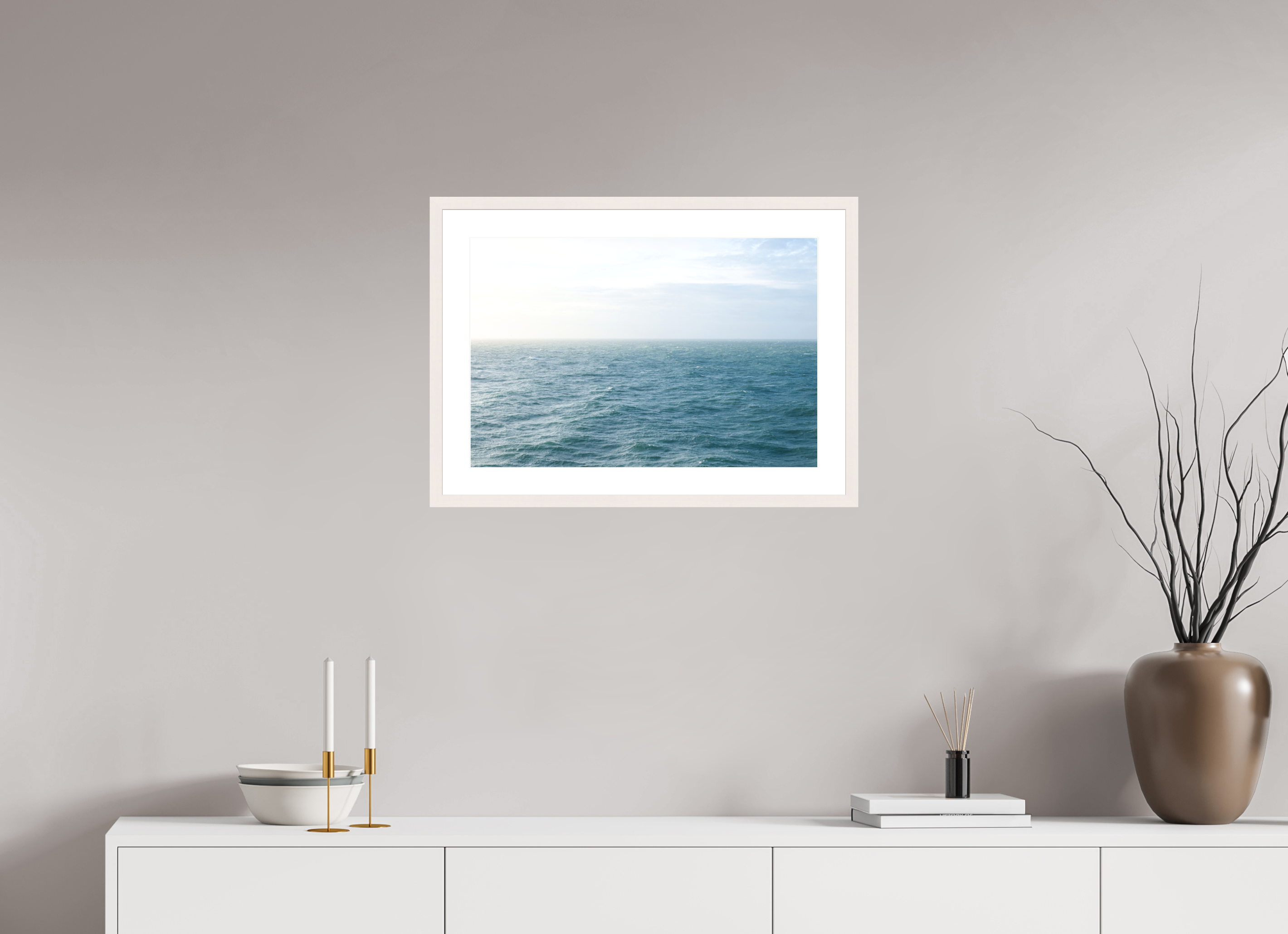60 x 40 cm, Fine Art Print - Infinity Rag Photo 2 - PP 5cm - Mapple white Frame 20mm North Sea