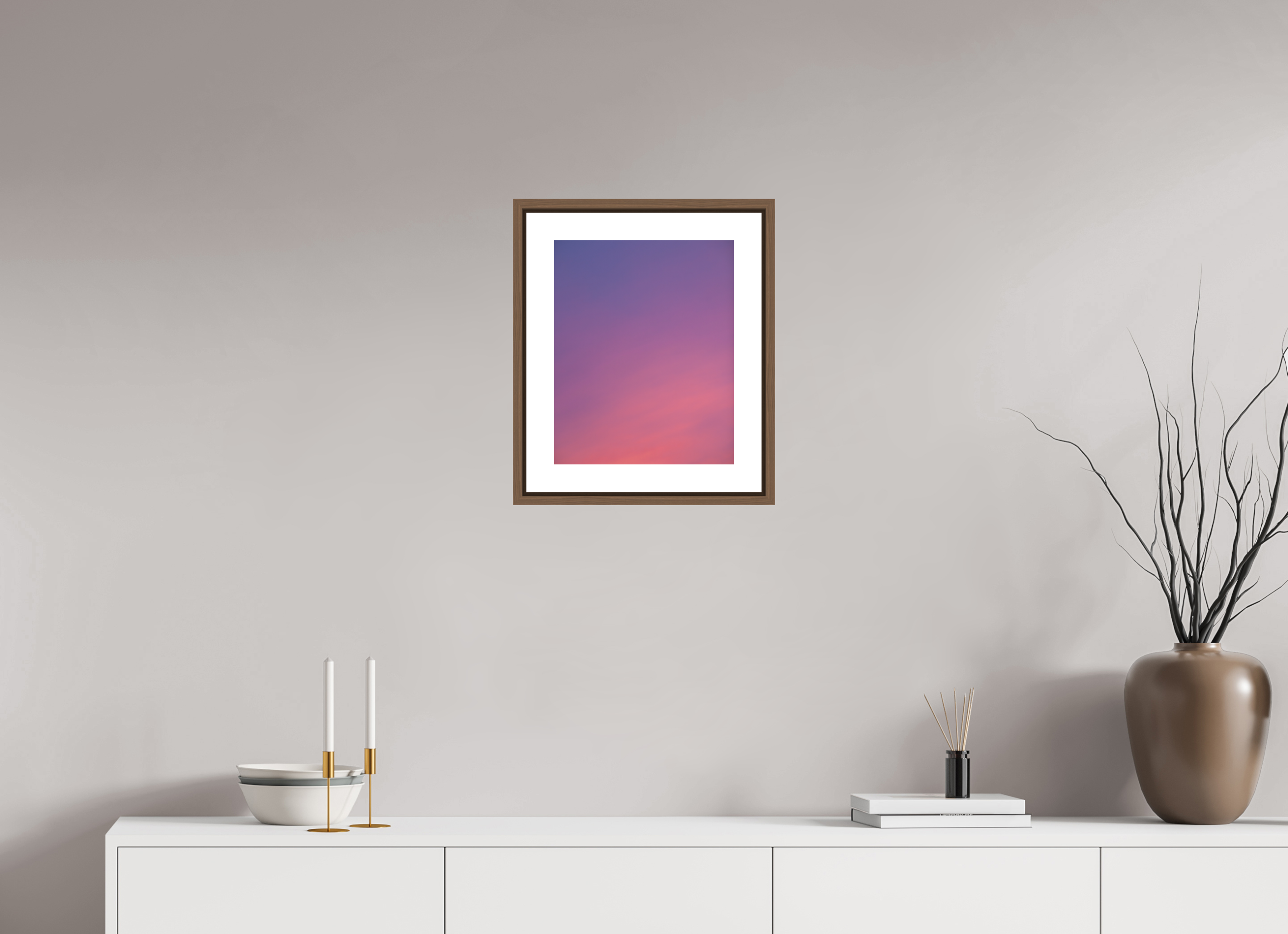 30 x 37,5 cm, Fine Art Print - Infinity Rag Photo 2 - border 5cm- Ame case 15mm - walnut Sunset in Hamburg