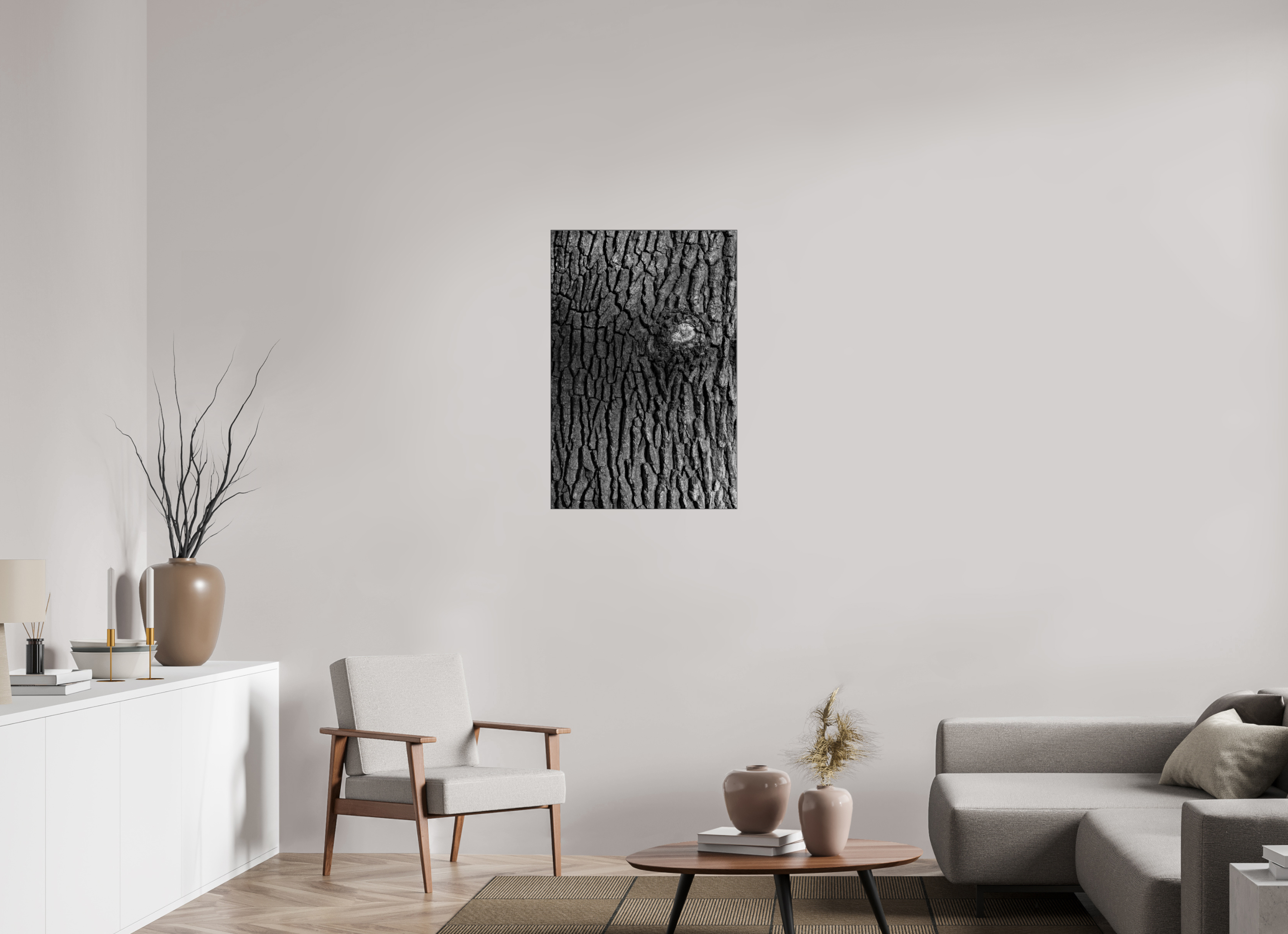 60 x 90 cm, Acrylic glossy 2mm - Alu Slime Frame - black Tree skin 2