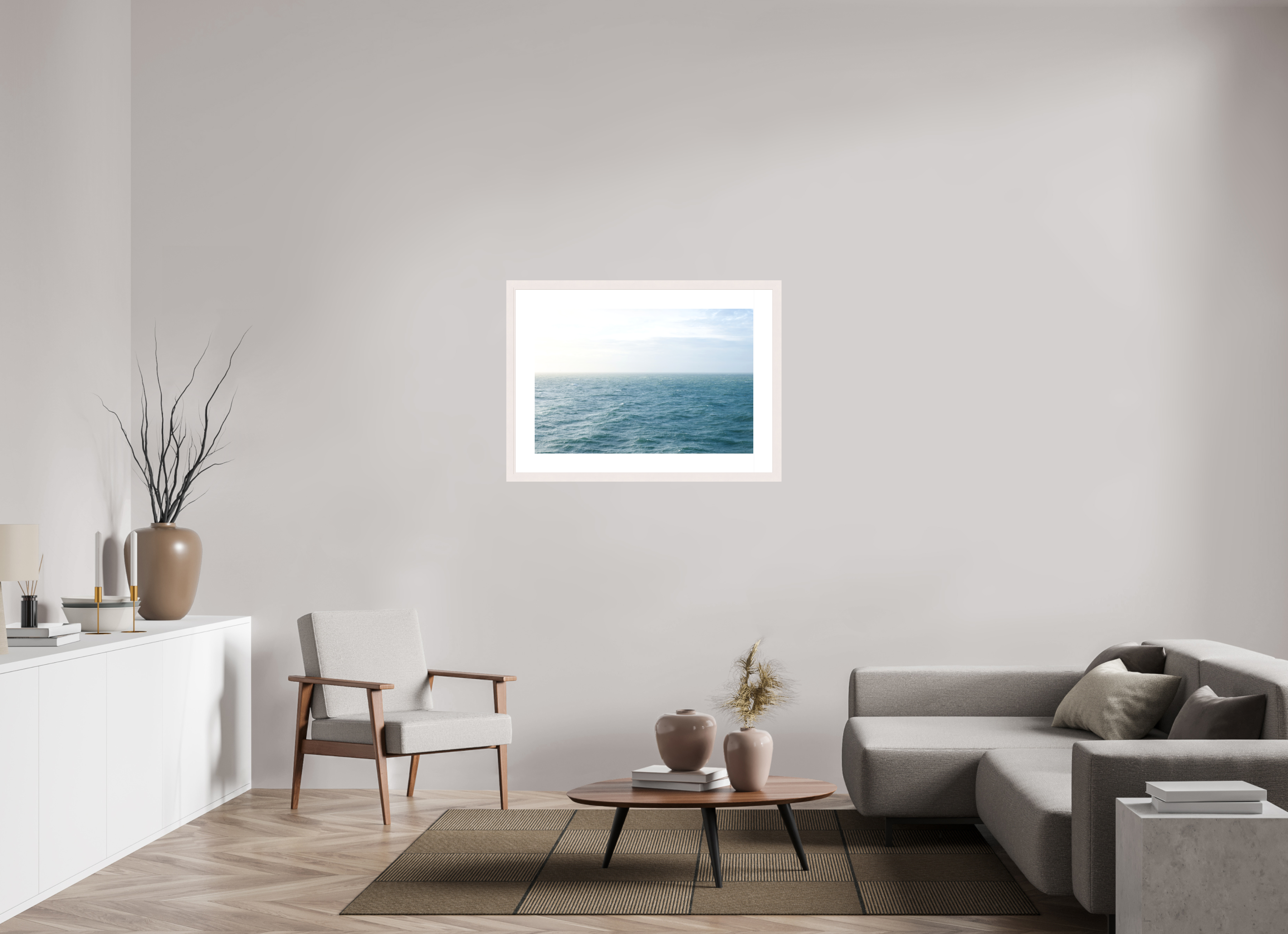 90 x 60 cm, Fine Art Print - Infinity Rag Photo 2 - PP 8cm - Mapple white Frame 40mm North Sea