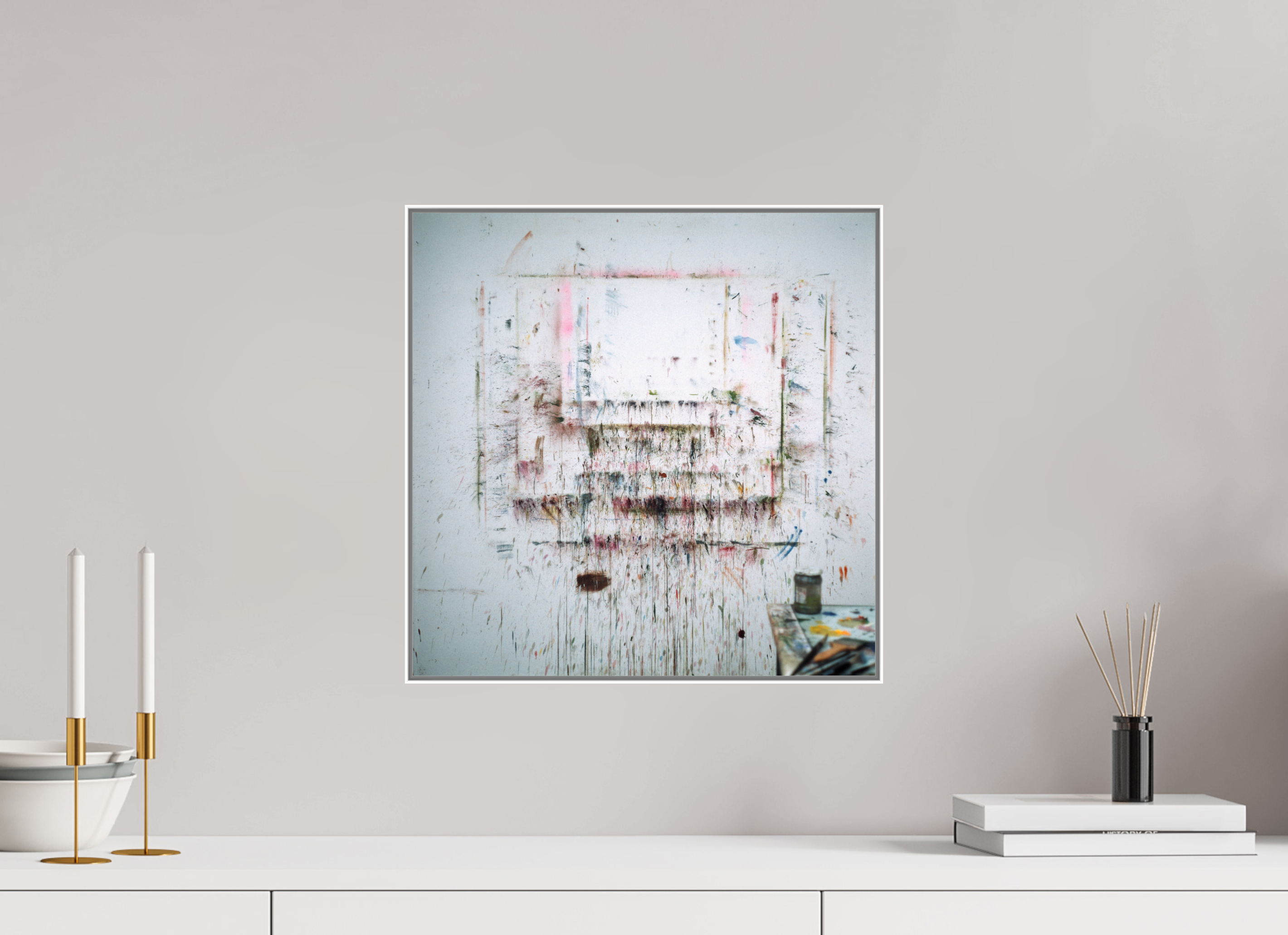 40 x 40 cm, Acrylic glossy 2mm - Alu American case 25mm - white A for Art