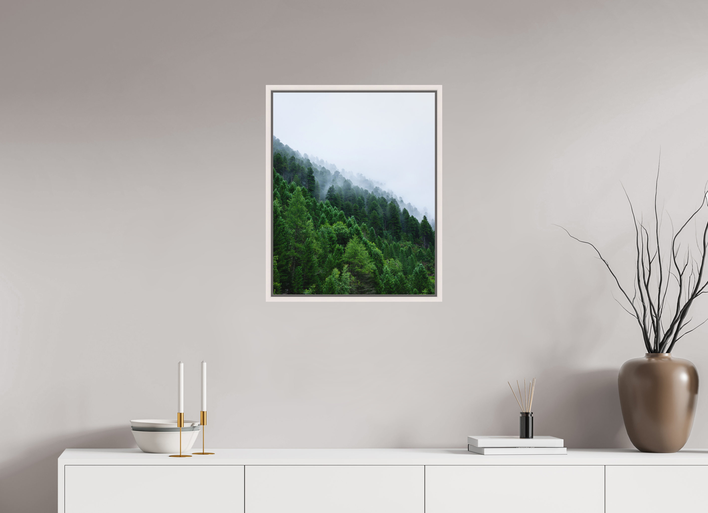 50 x 62,5 cm, Fine Art Print - Infinity Rag Photo 2 - Ame case 15mm - mapple white Trees lined slope