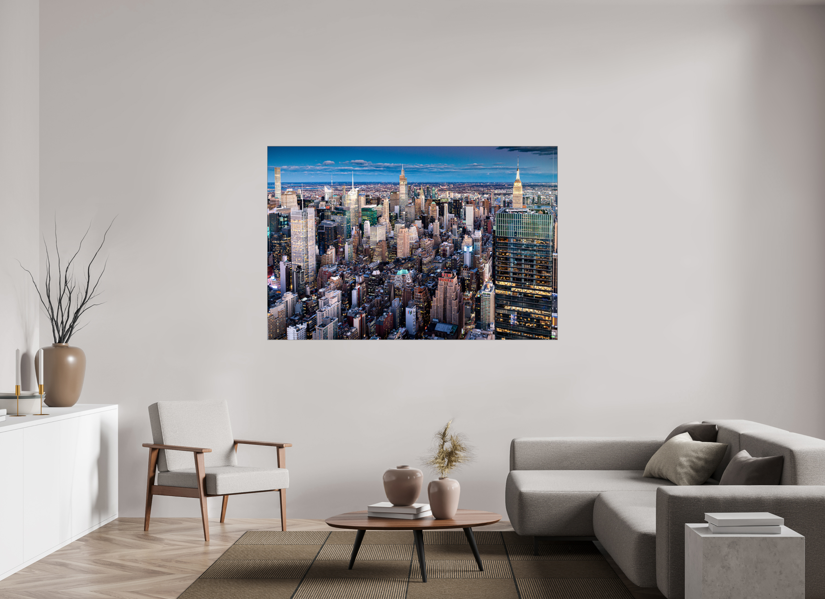 180 x 120 cm, Acrylic glossy 2mm - Alu Slime Frame - black NYC by night 2
