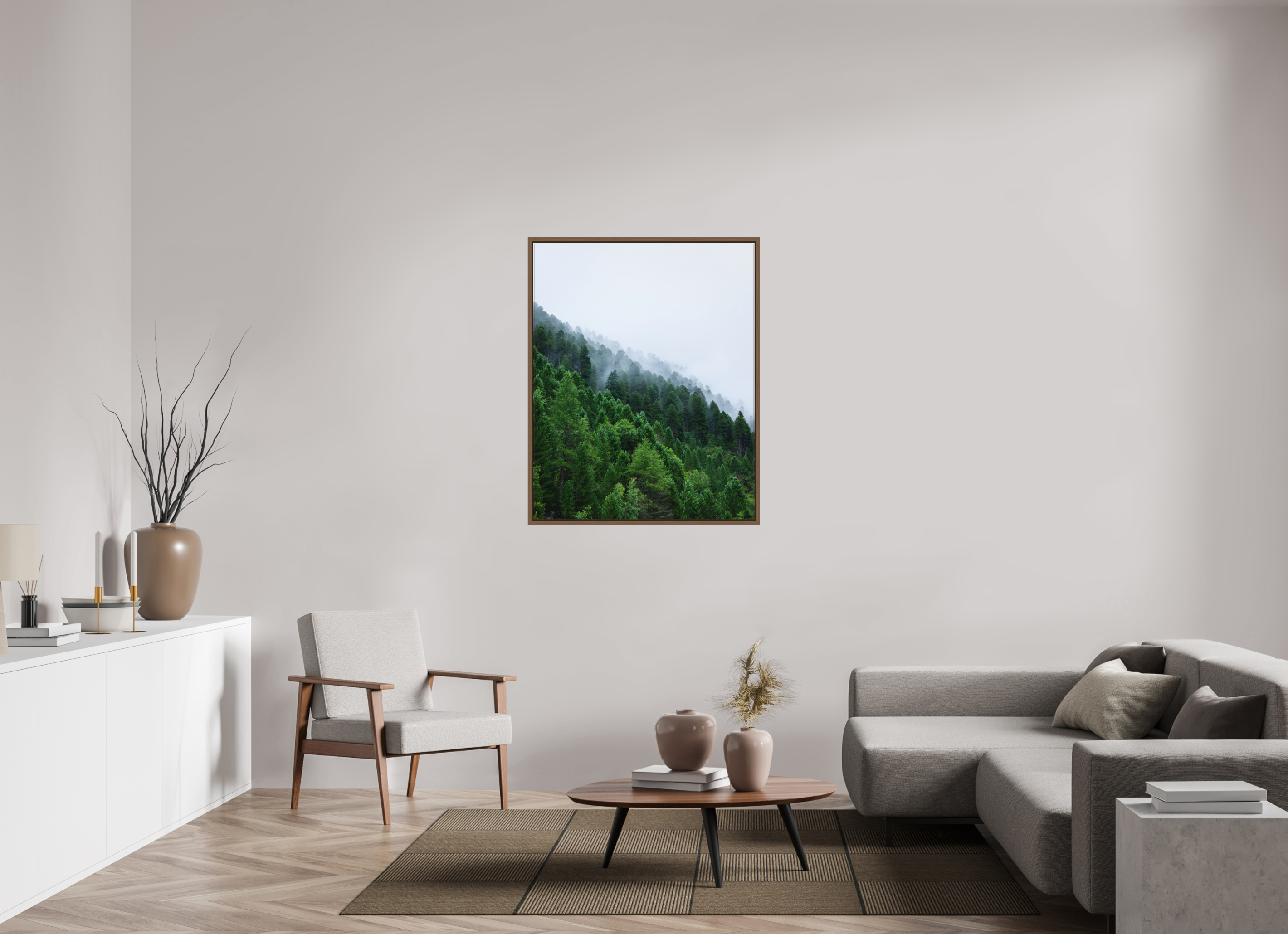 90 x 112,5 cm, Fine Art Print - Infinity Rag Photo 2 - Ame case 15mm - walnut Trees lined slope
