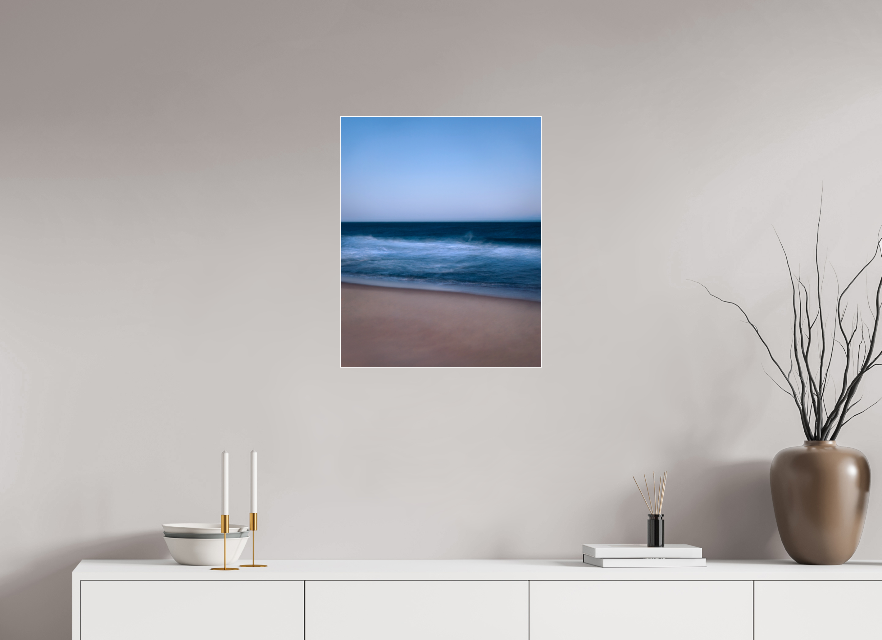 50 x 62,5 cm, Acrylic glossy 2mm - Alu Slime Frame - white Long Island Beach