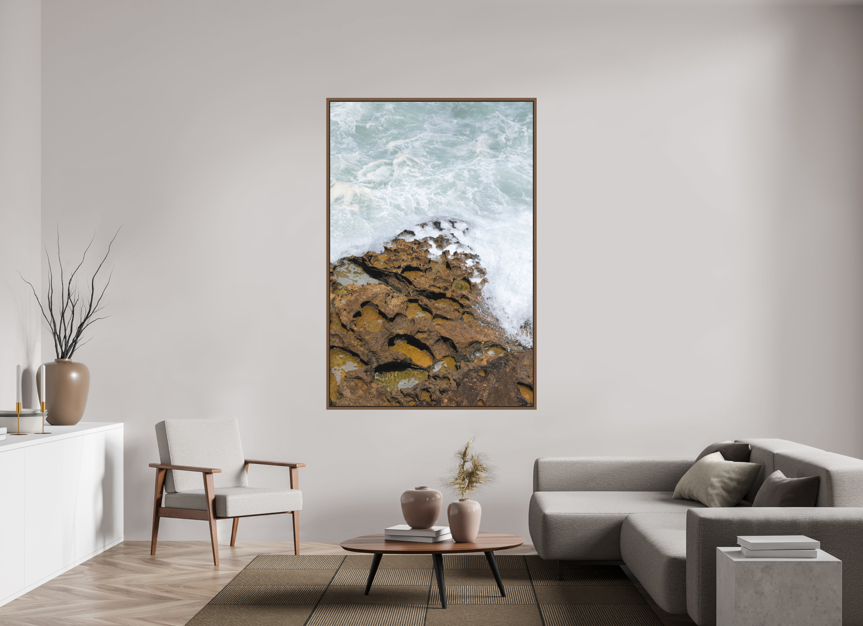 120 x 180 cm, Acrylic matt 2mm - American case 15mm - walnut Earth & Sea (Kopie)