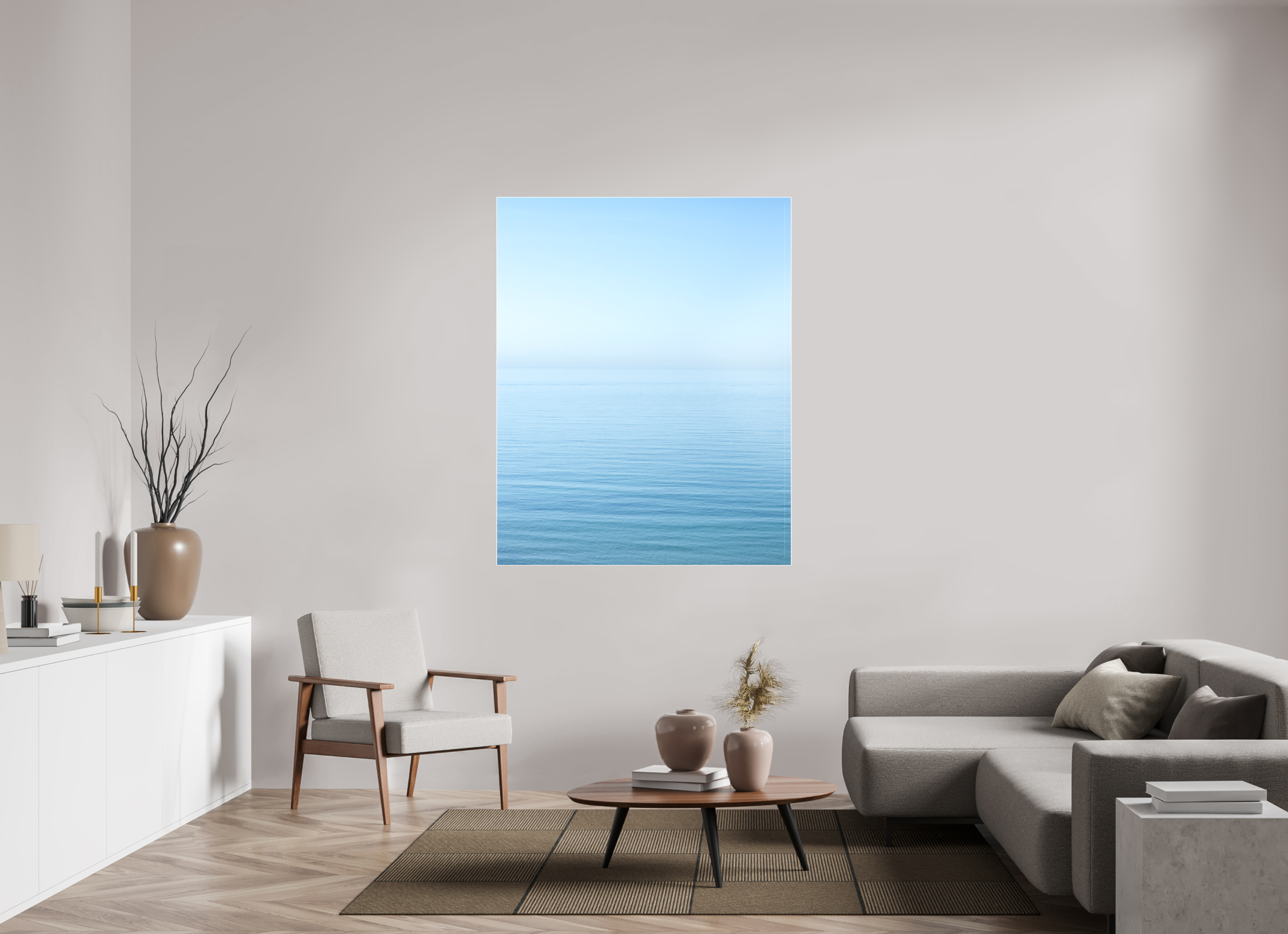 120 x 150 cm, Acrylic matt 2mm - Alu Slime Frame - white The sea Manche