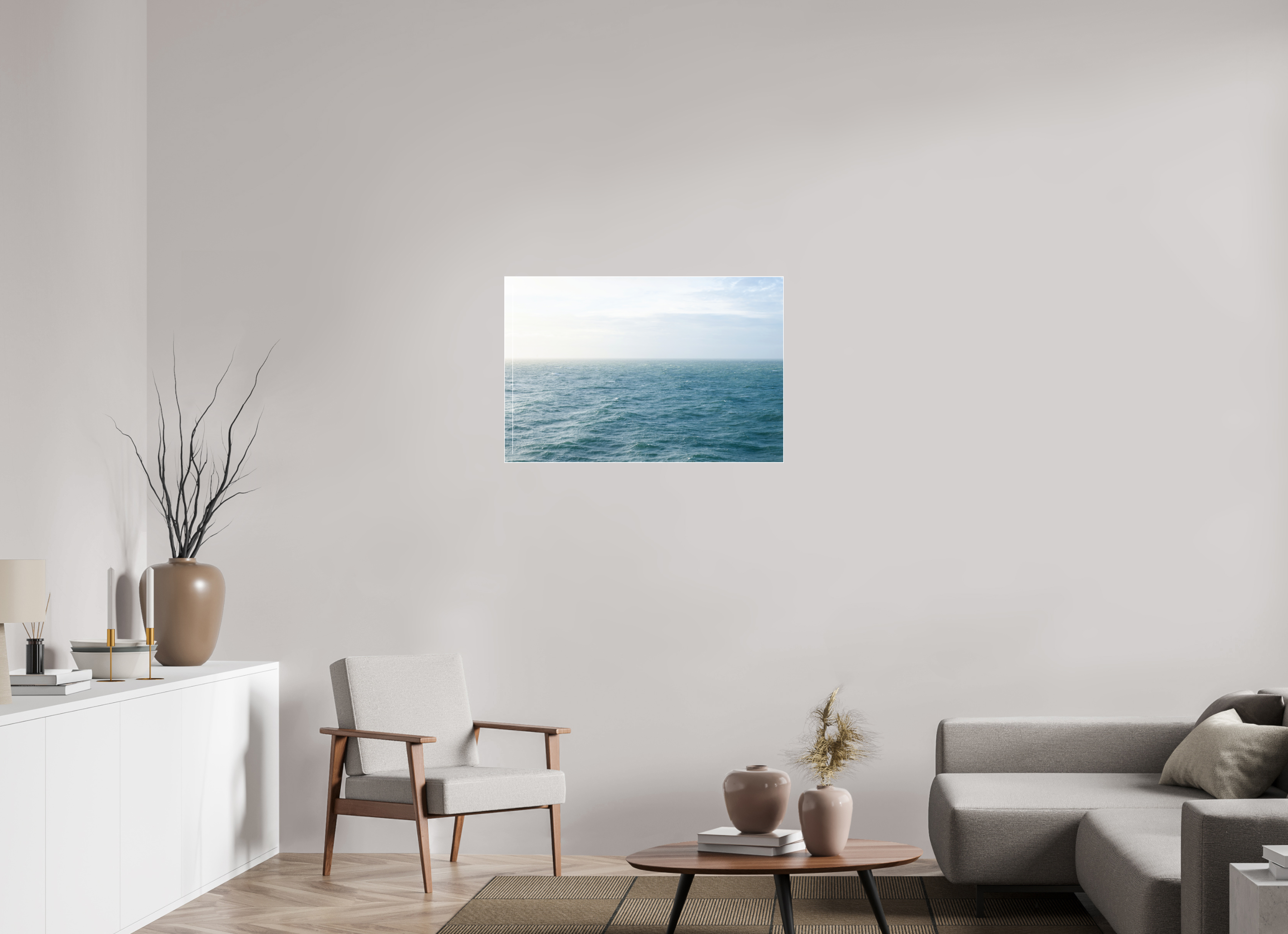 90 x 60 cm, Acrylic glossy 2mm - Alu Slime Frame - white North Sea