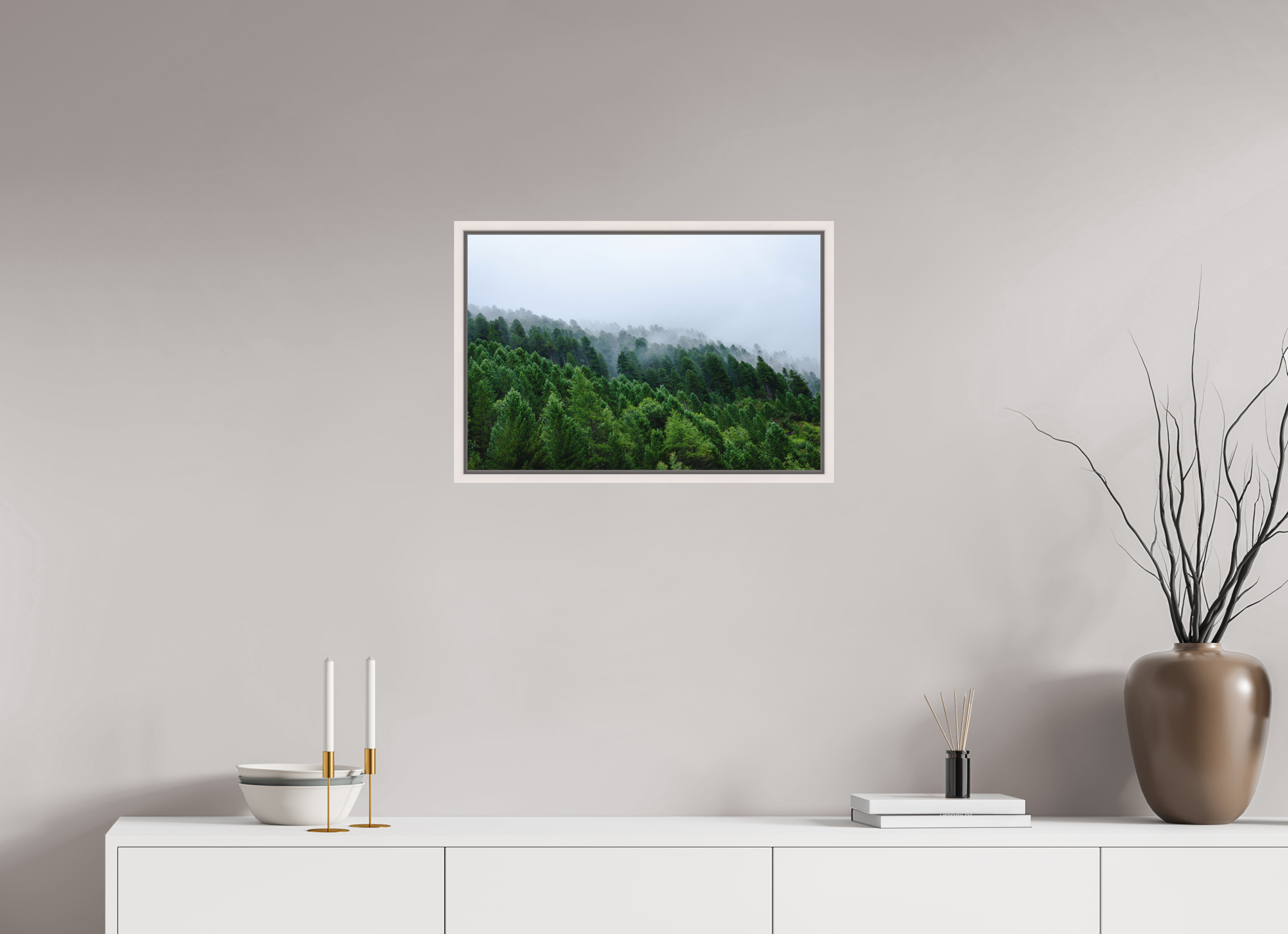 60 x 40 cm, Fine Art Print - Infinity Rag Photo 2 - Ame case 15mm - mapple white Trees lined slope 2