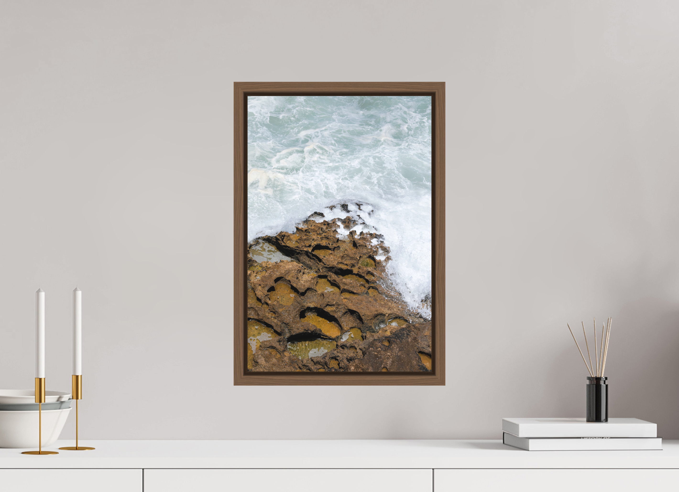30 x 45 cm, Acrylic matt 2mm - American case 15mm - walnut Earth & Sea (Kopie)