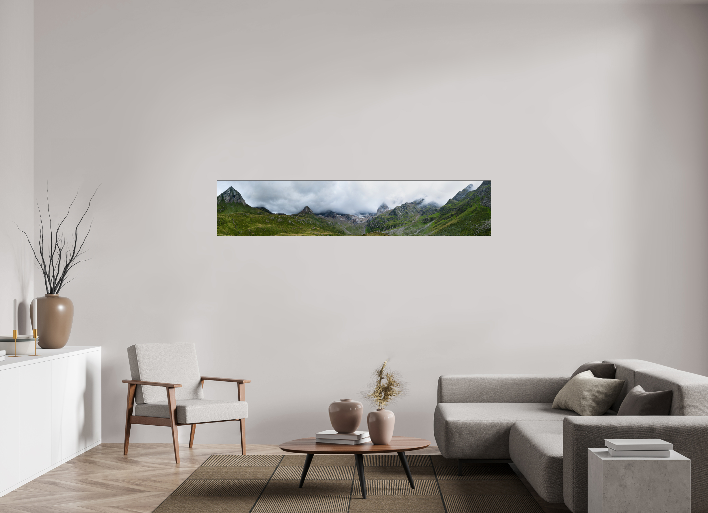 198,4 x 40 cm, Acrylic glossy 2mm - Alu Slime Frame - black South Tyrol