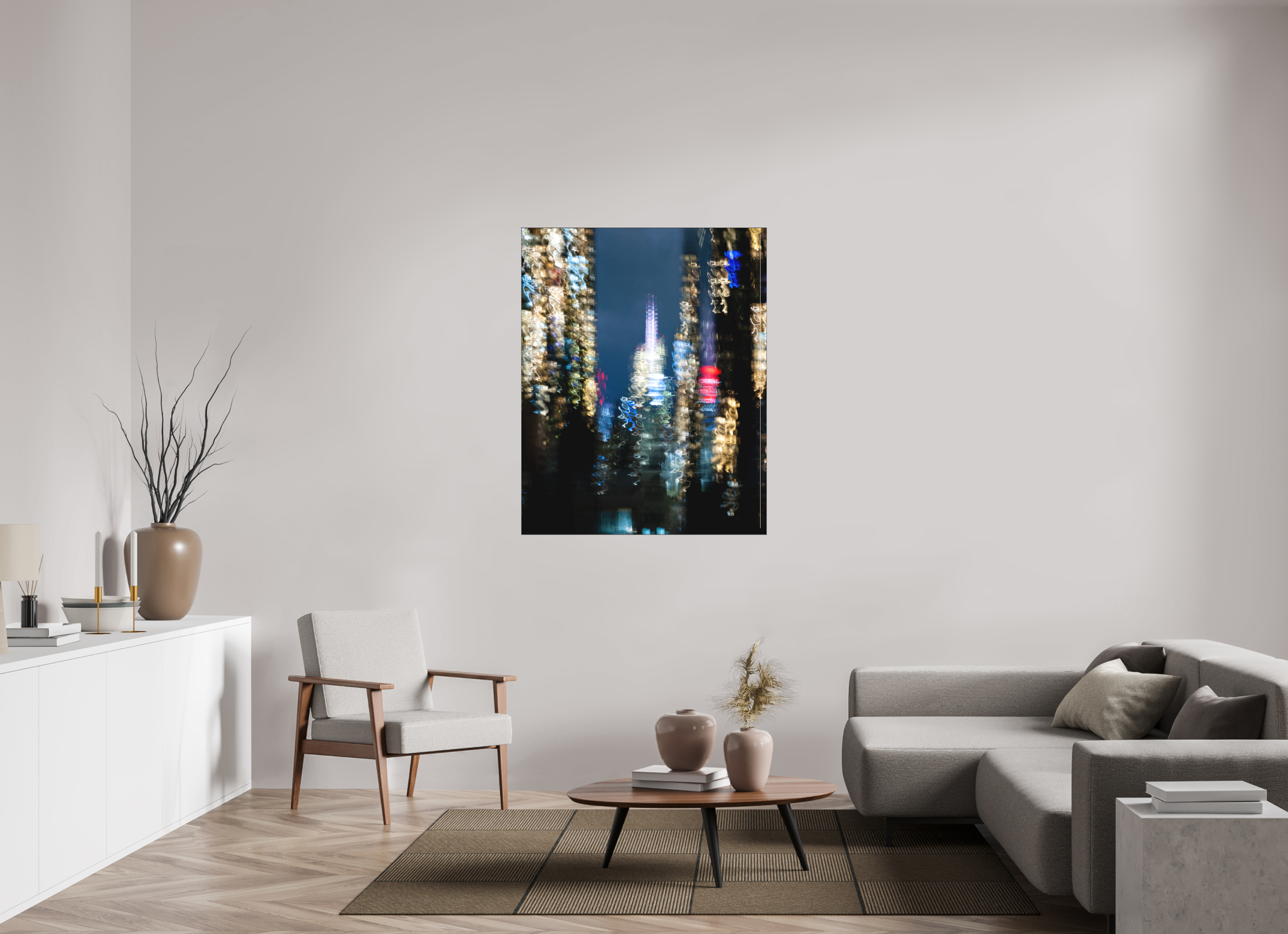 100 x 125 cm, Acrylic matt 2mm - Alu Slime Frame - black NYC by night