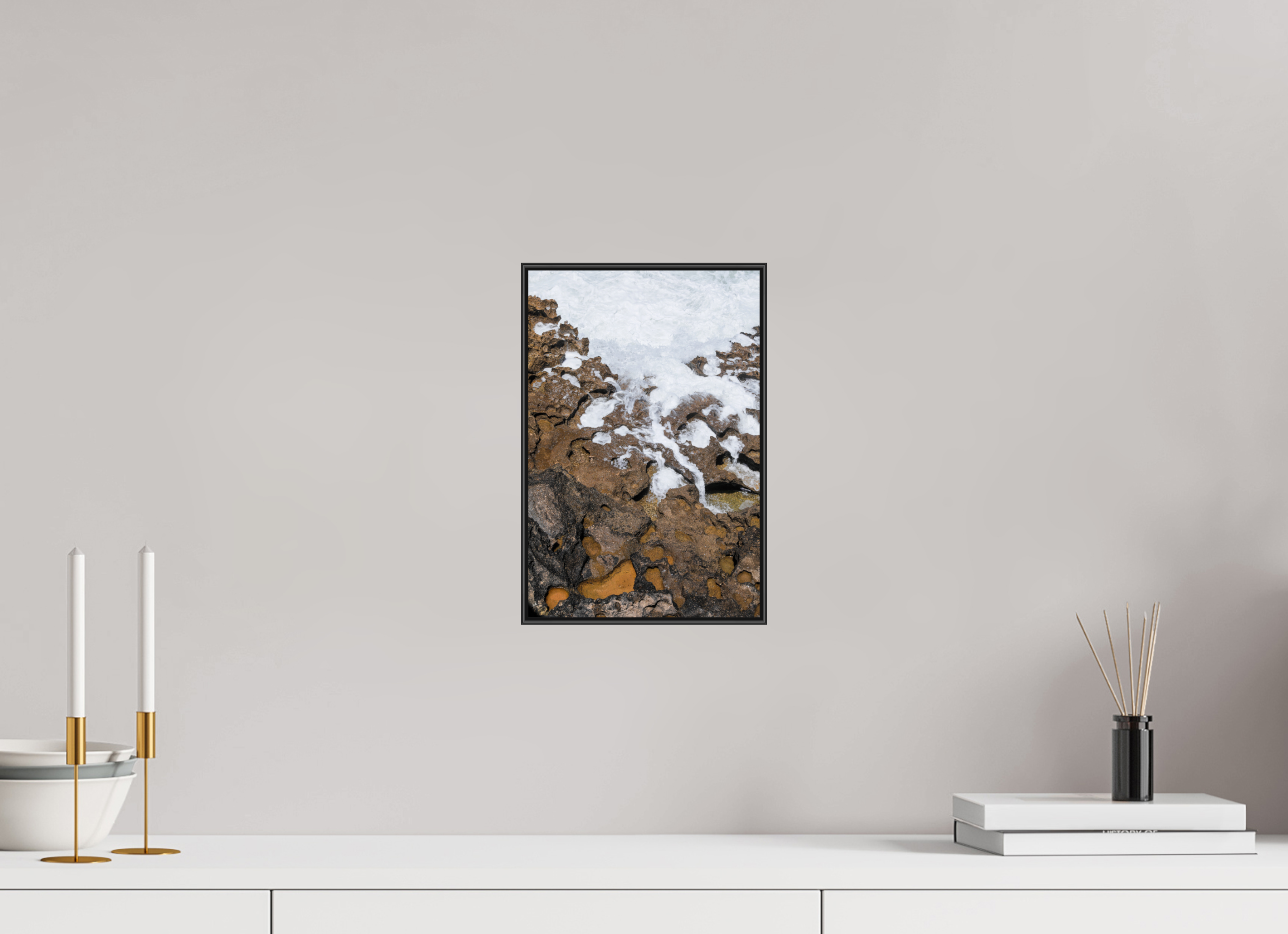 20 x 30 cm, Acrylic glossy 2mm - Alu American case 25mm - black Earth & Sea 2