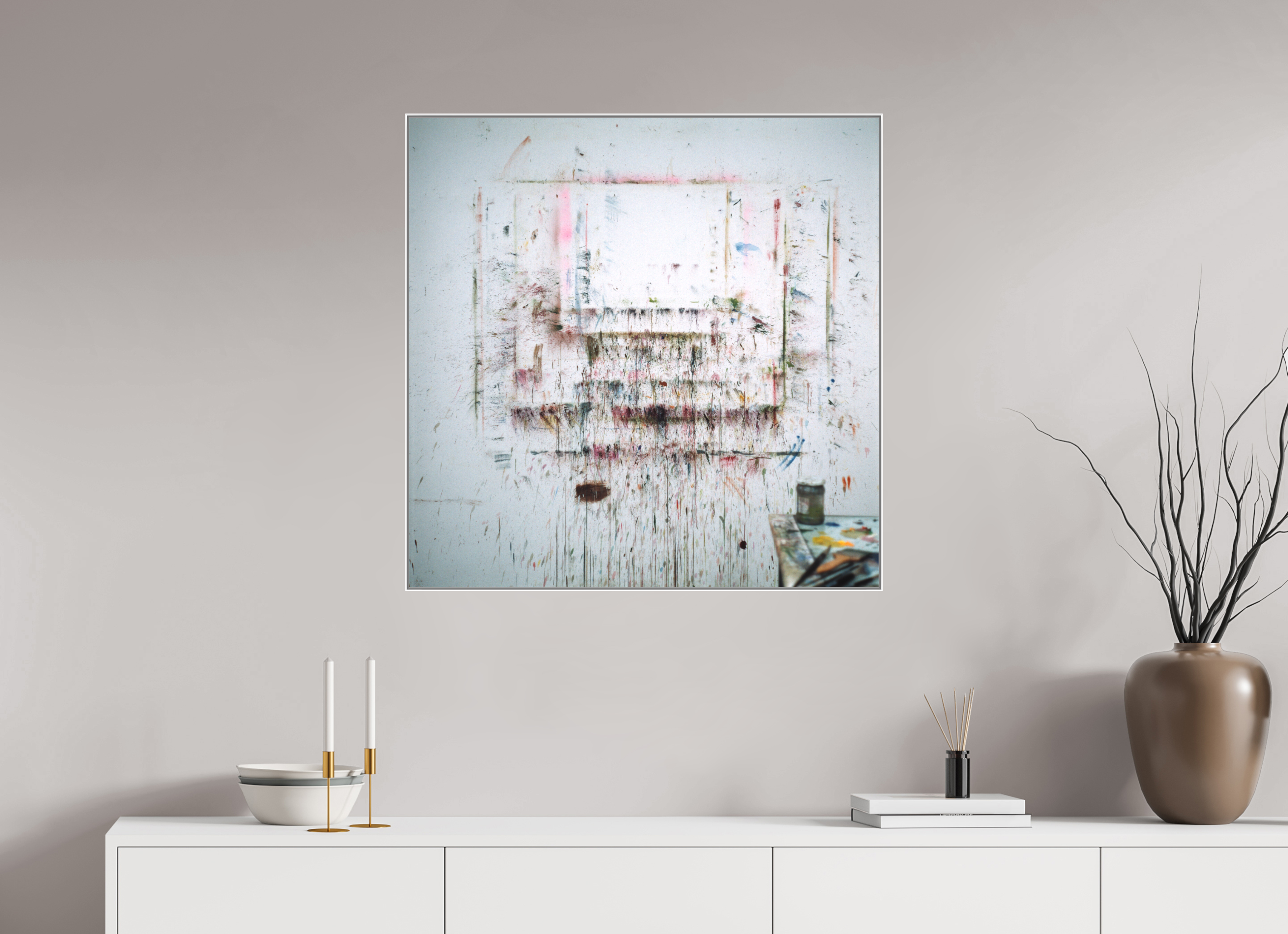 80 x 80 cm, Acrylic matt 2mm - Alu American case 25mm - white A for Art