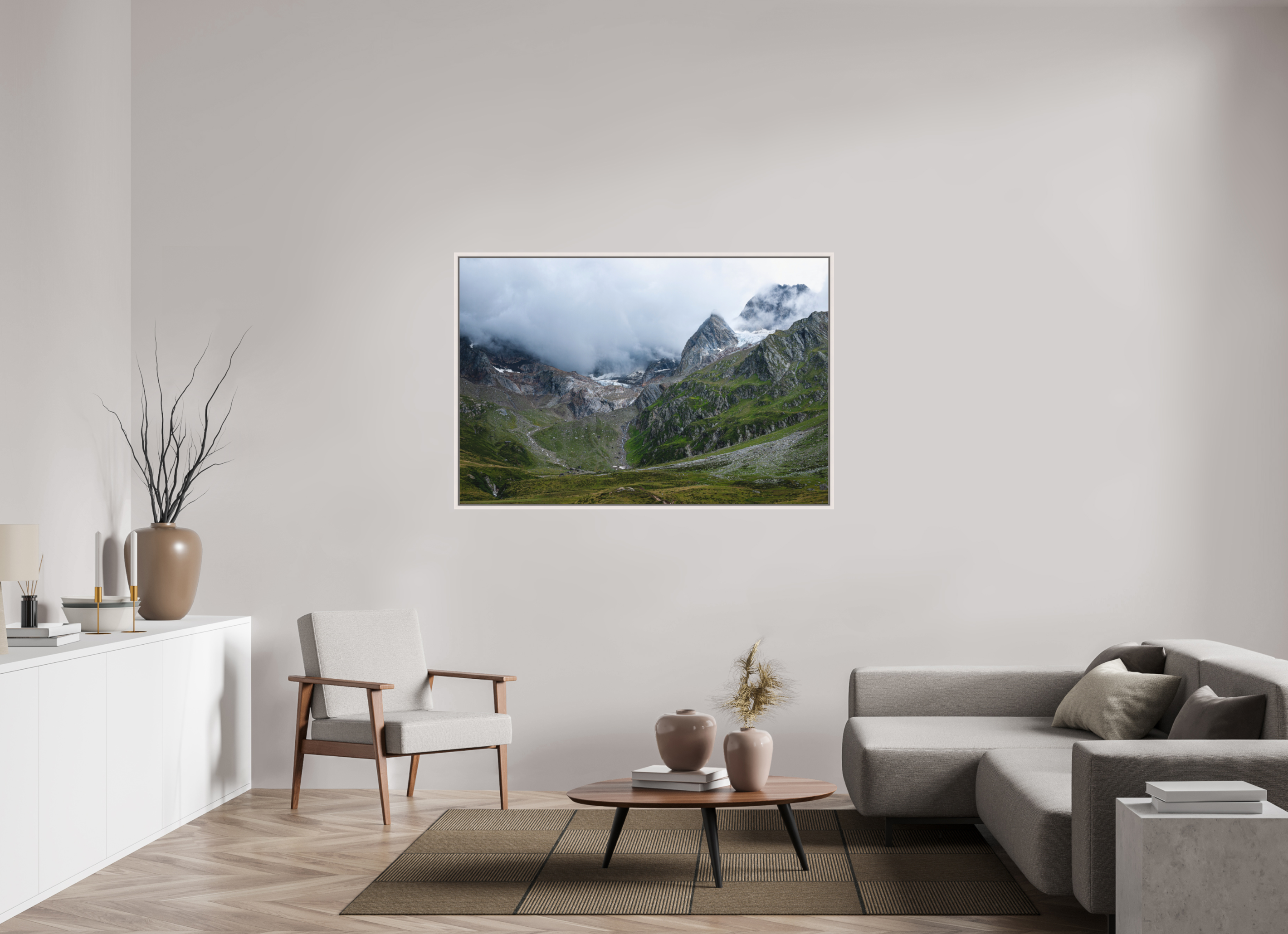 150 x 100 cm, Acrylic matt 2mm - American case 15mm - mapple white South Tyrol
