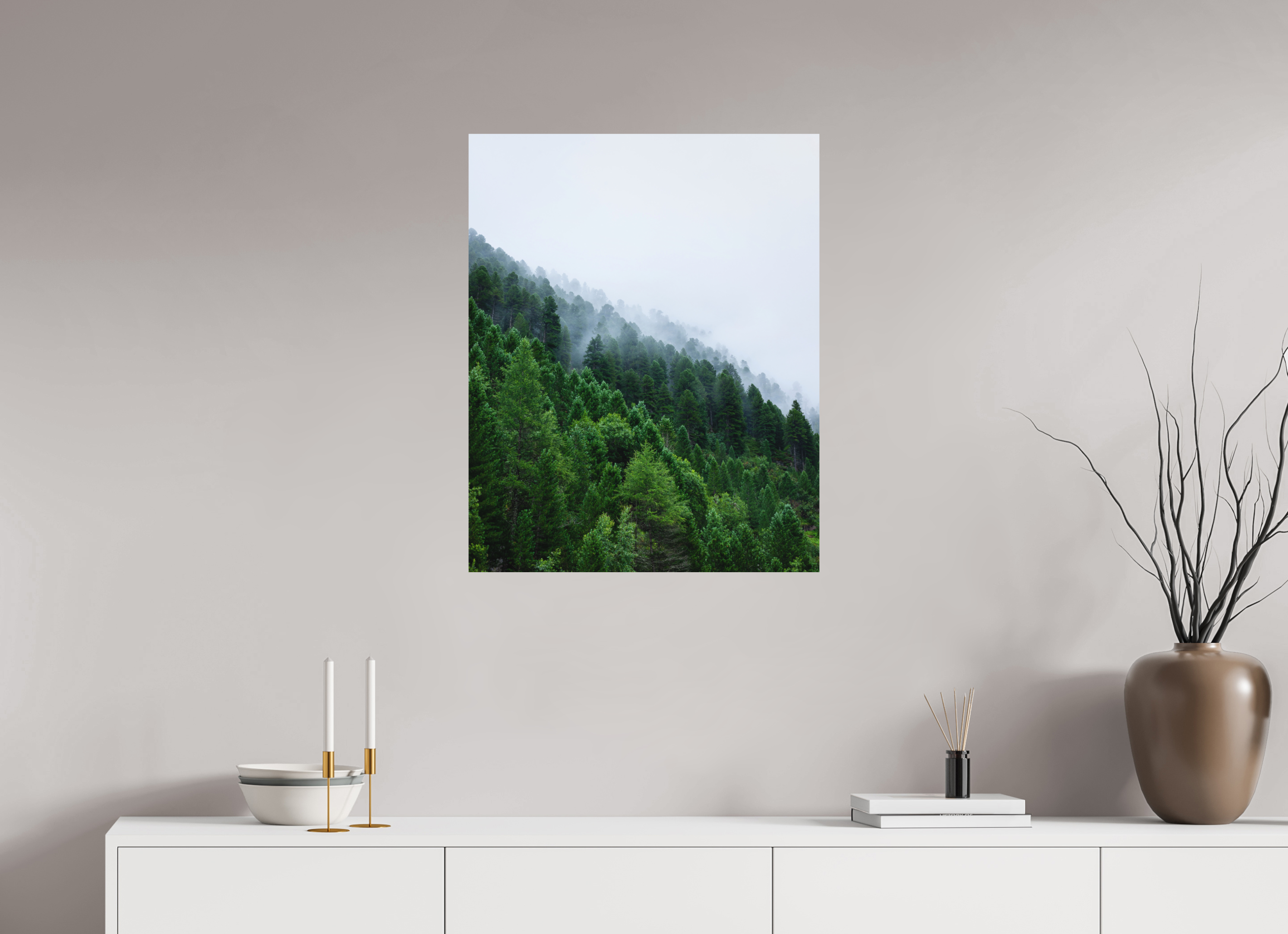 60 x 75 cm, Fine Art Print - Infinity Rag Photo 2 - on Alu Dibond Trees lined slope