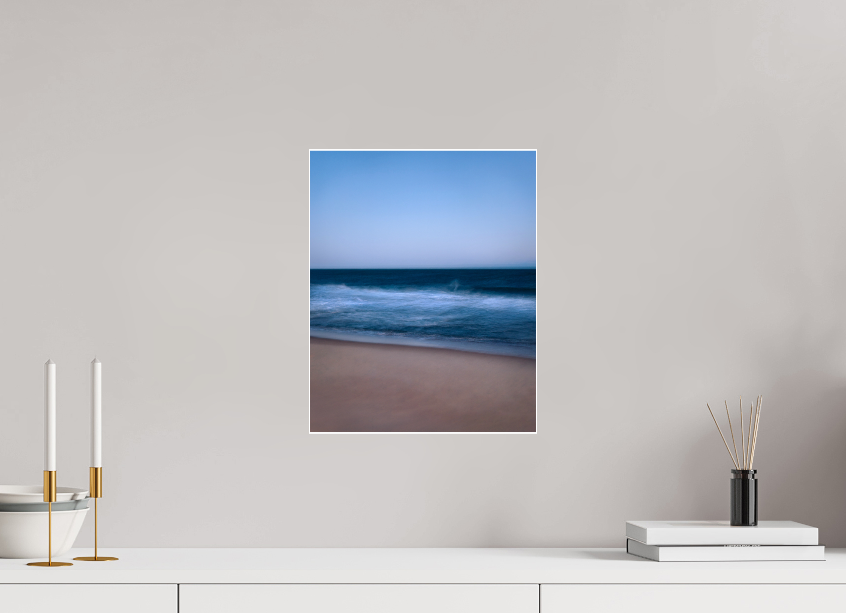 30 x 37,5 cm, Acrylic glossy 2mm - Alu Slime Frame - white Long Island Beach