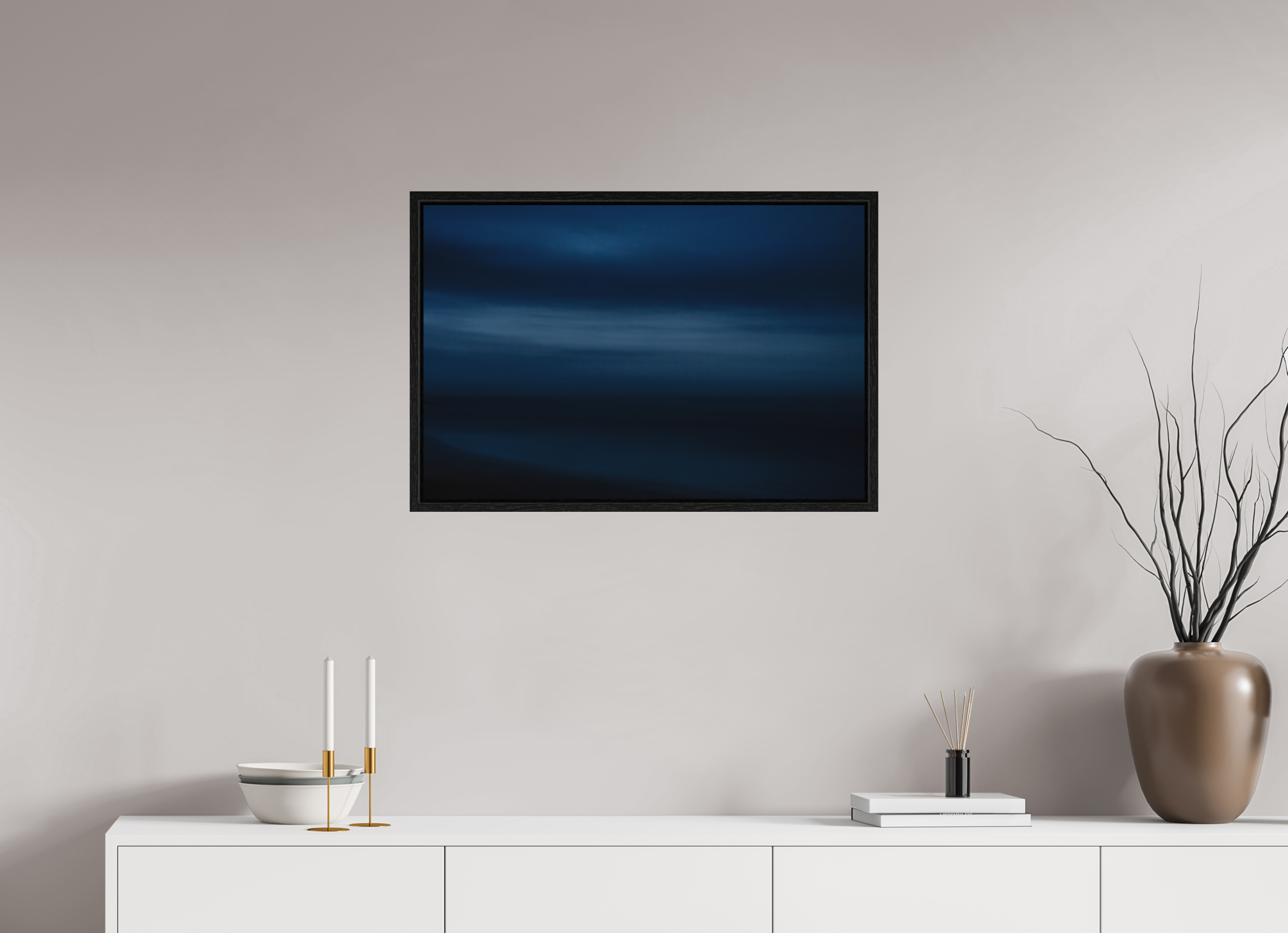75 x 50 cm, Fine Art Print - Infinity Rag Photo 2 - Ame case 15mm - oak black The sea at night