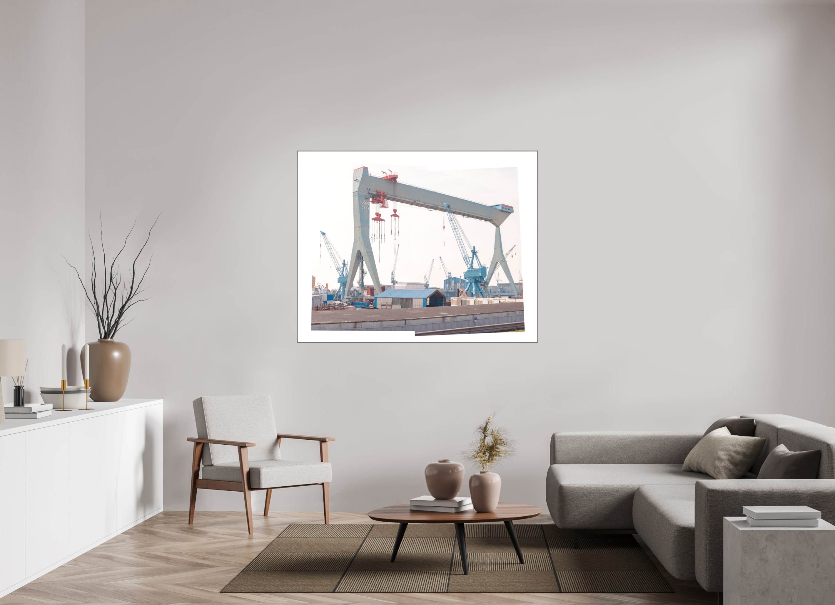 150 x 120 cm, Acrylic matt 2mm - Alu American case 25mm - silver Jocho_Portalkran_Hamburg