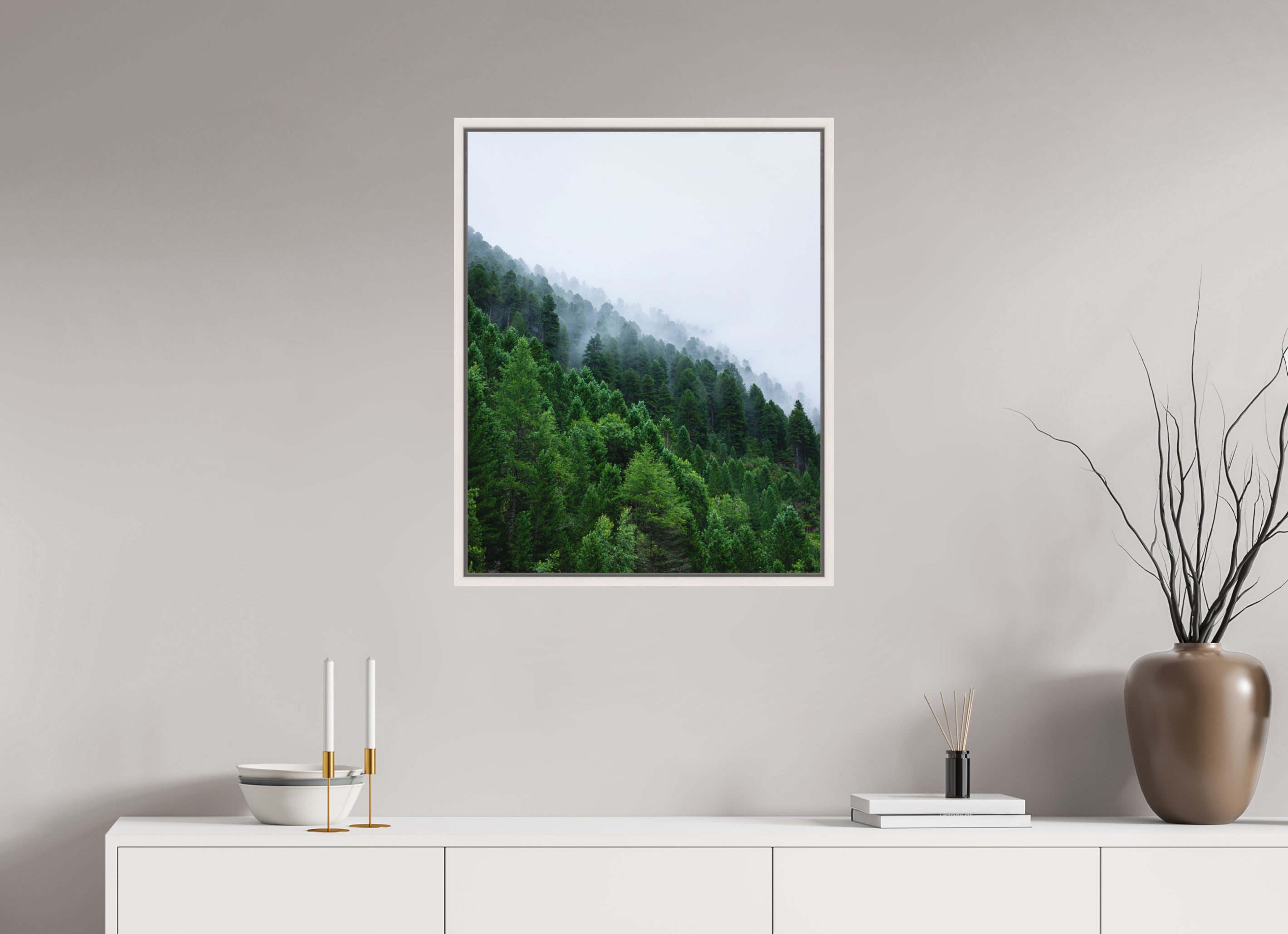 60 x 75 cm, Fine Art Print - Infinity Rag Photo 2 - Ame case 15mm - mapple white Trees lined slope