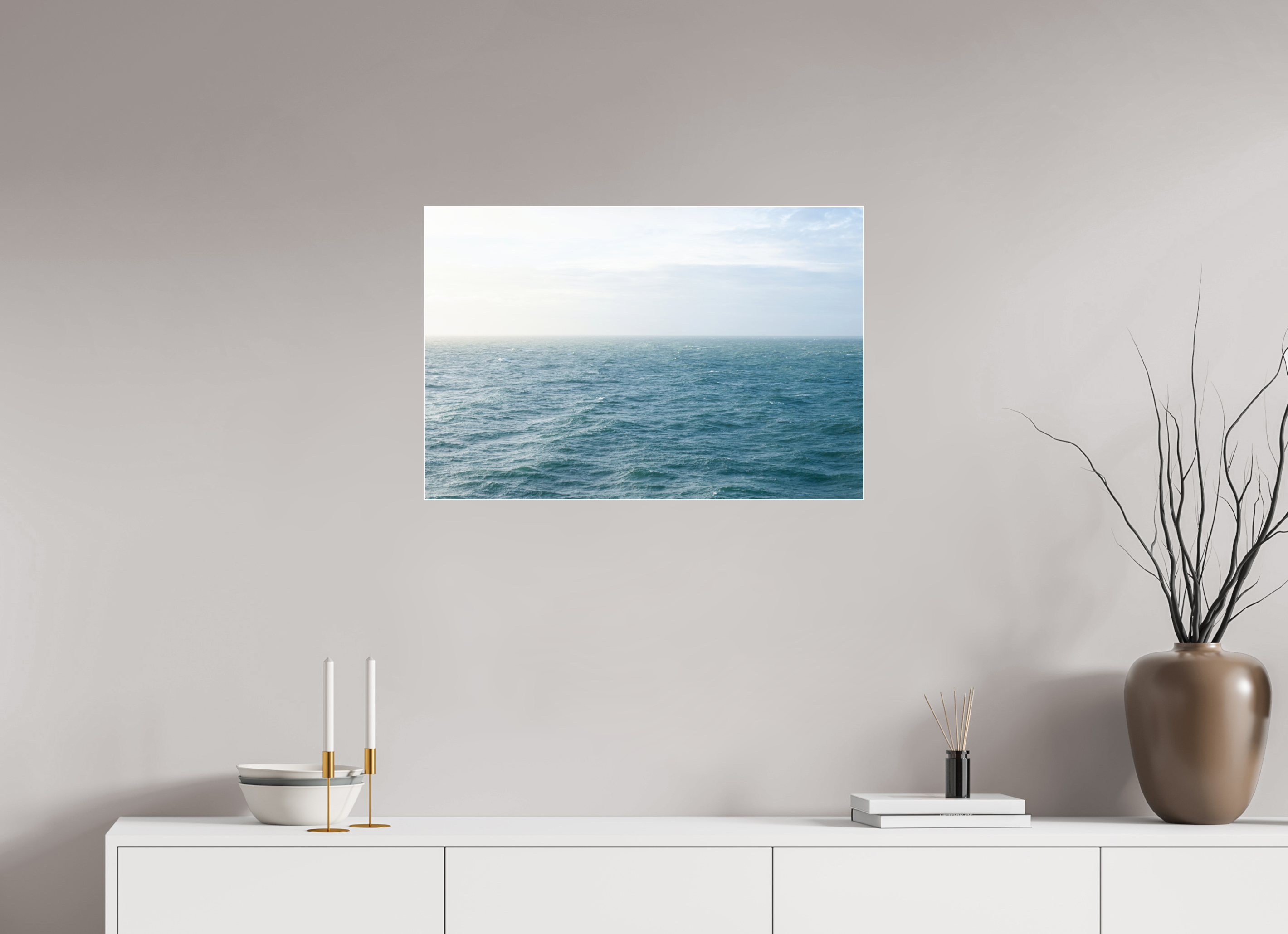 75 x 50 cm, Acrylic glossy 2mm - Alu Slime Frame - white North Sea