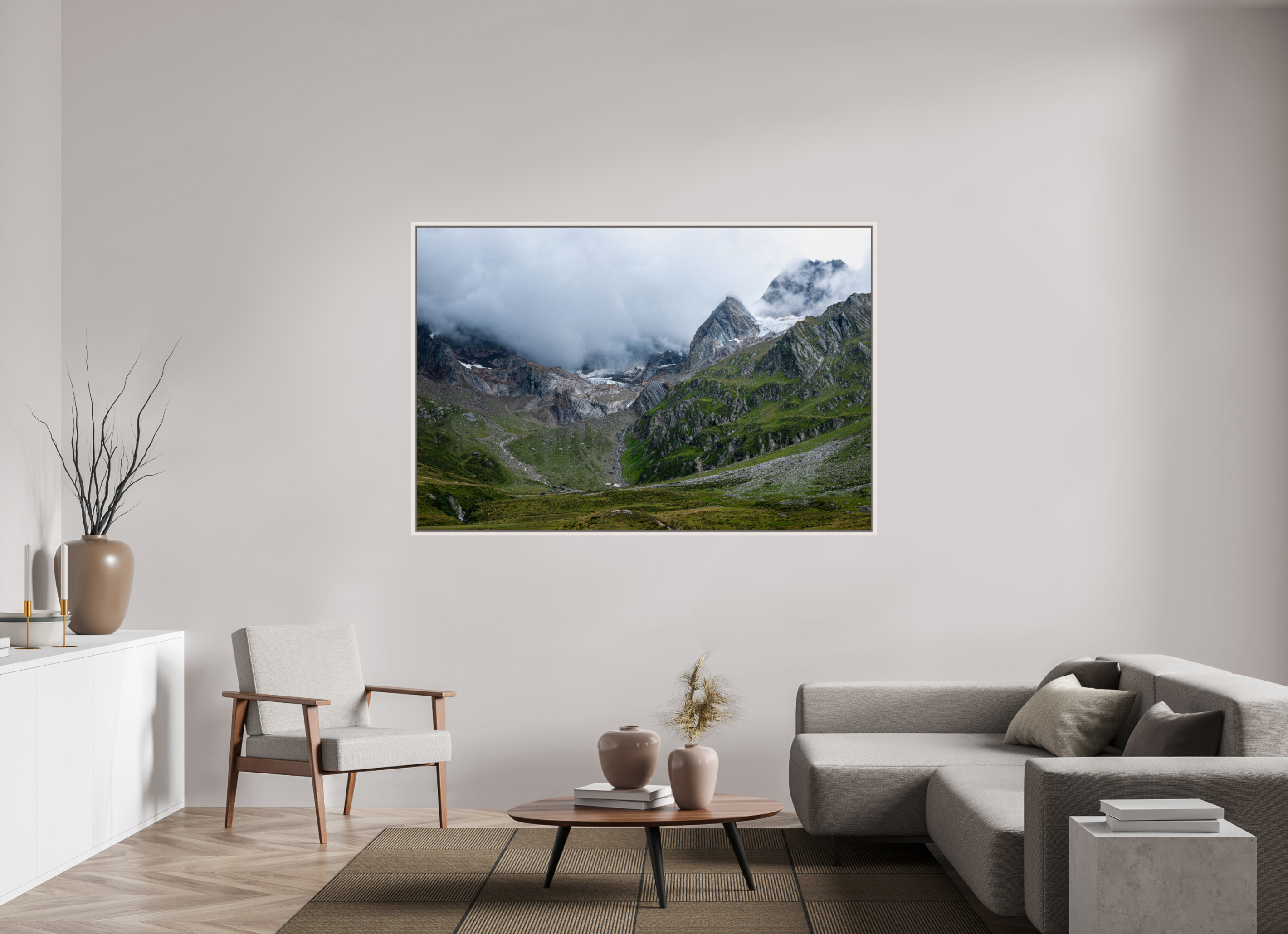 180 x 120 cm, Acrylic glossy 2mm - American case 15mm - maple white South Tyrol