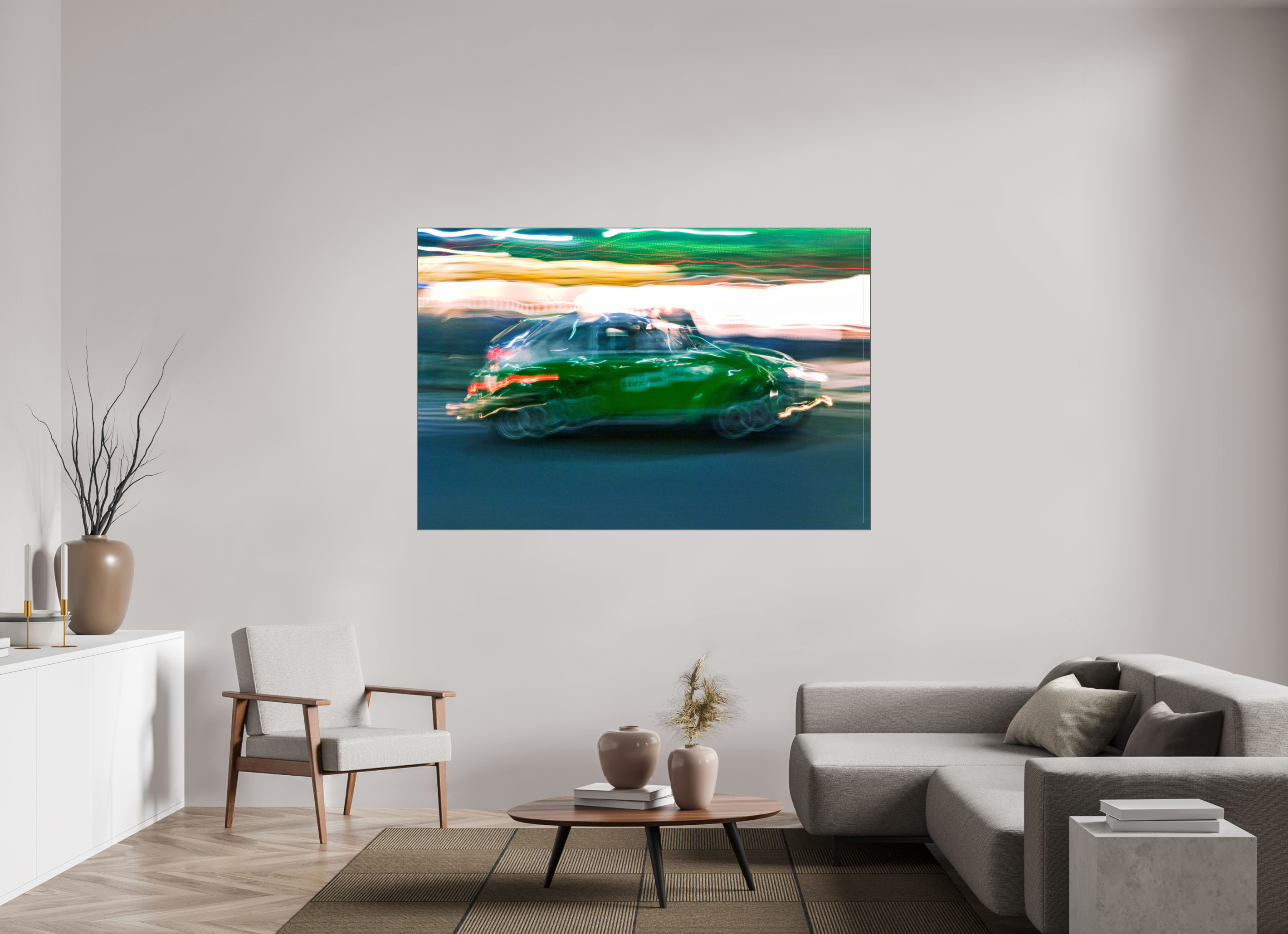 180 x 120 cm, Acrylic glossy 2mm - Alu Slime Frame - black Taxi driver D-MX (Kopie)