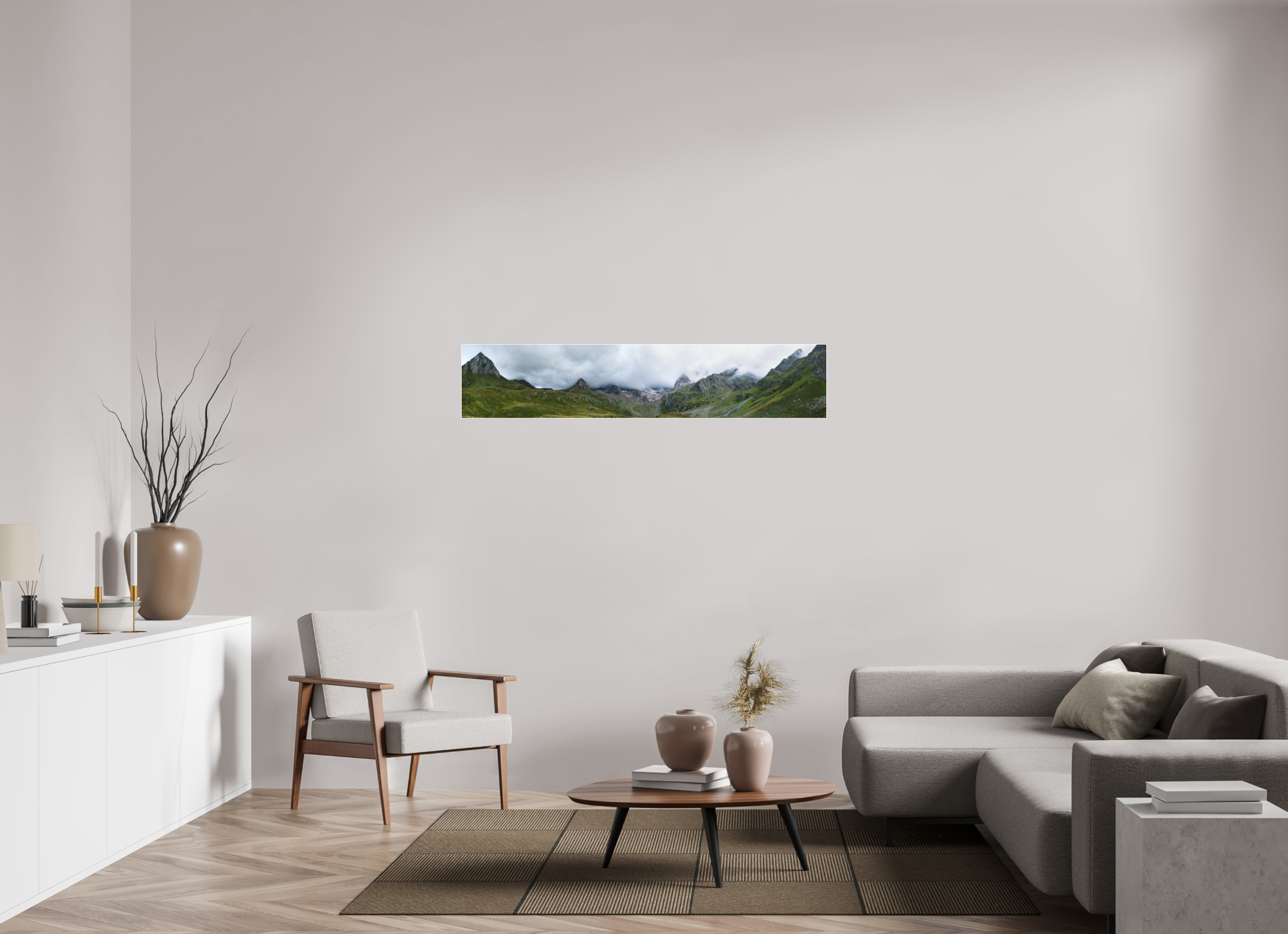 148,8 x 30 cm, Acrylic matt 2mm - Alu Slime Frame - white South Tyrol