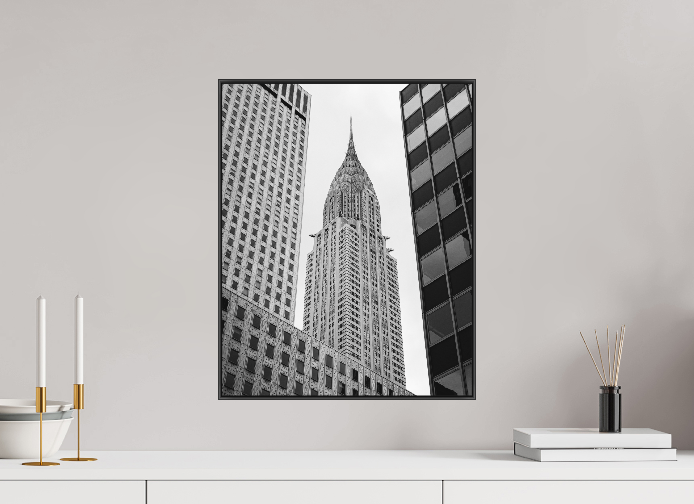 40 x 50 cm, Acrylic matt 2mm - Alu American case 25mm - black Chrysler Building