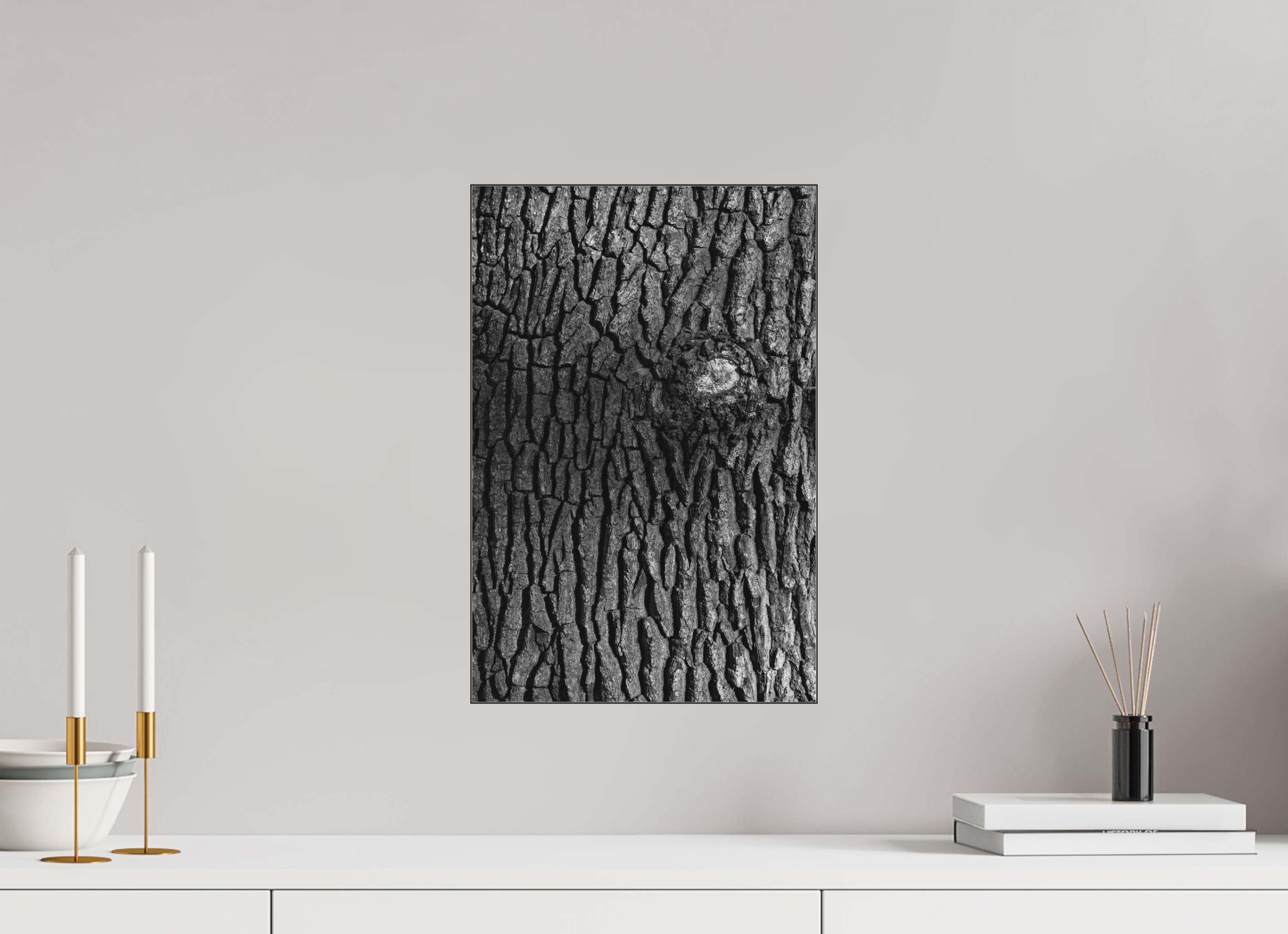 30 x 45 cm, Acrylic matt 2mm - Alu Slime Frame - black Tree skin 2